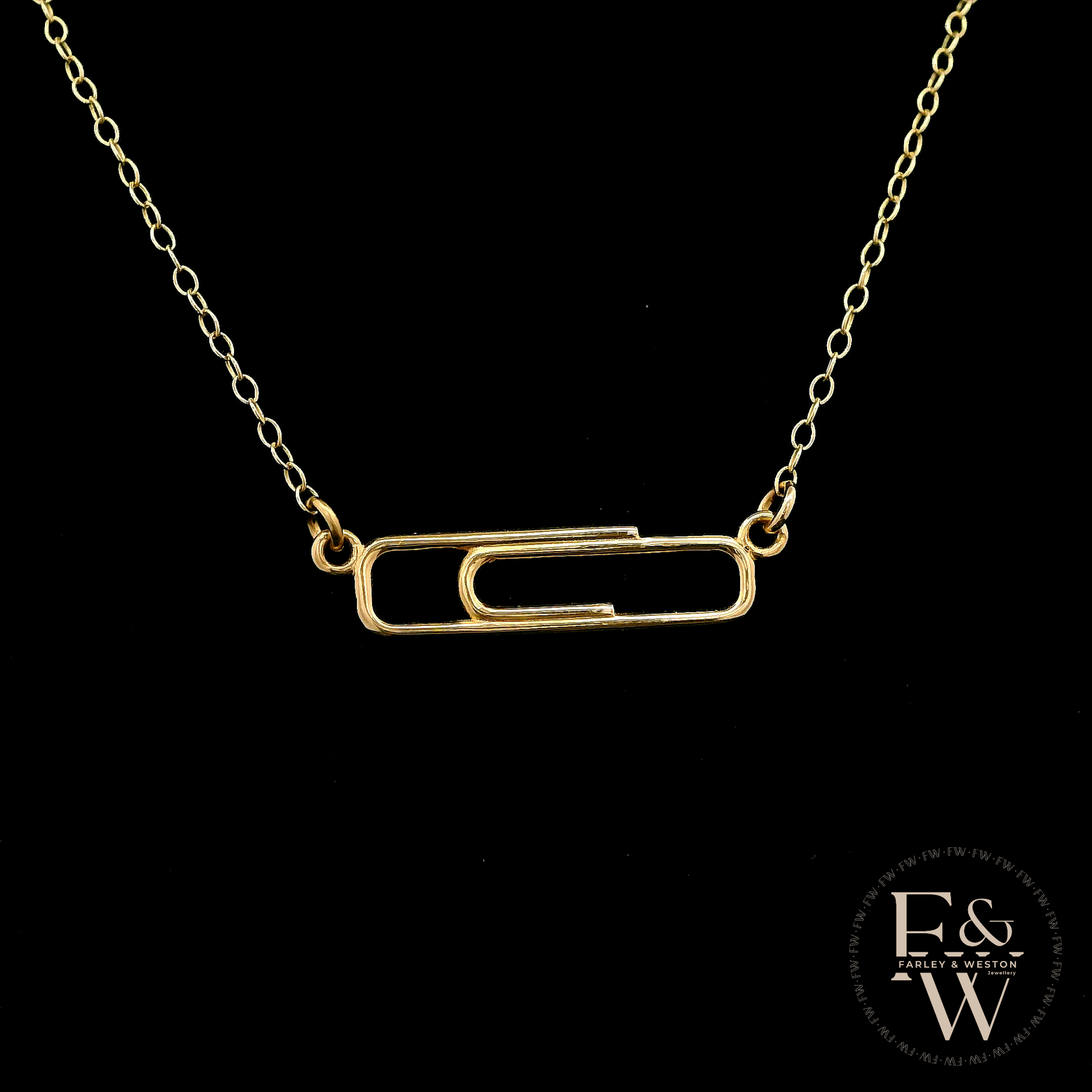 9ct Yellow Gold Small Paperclip Necklace