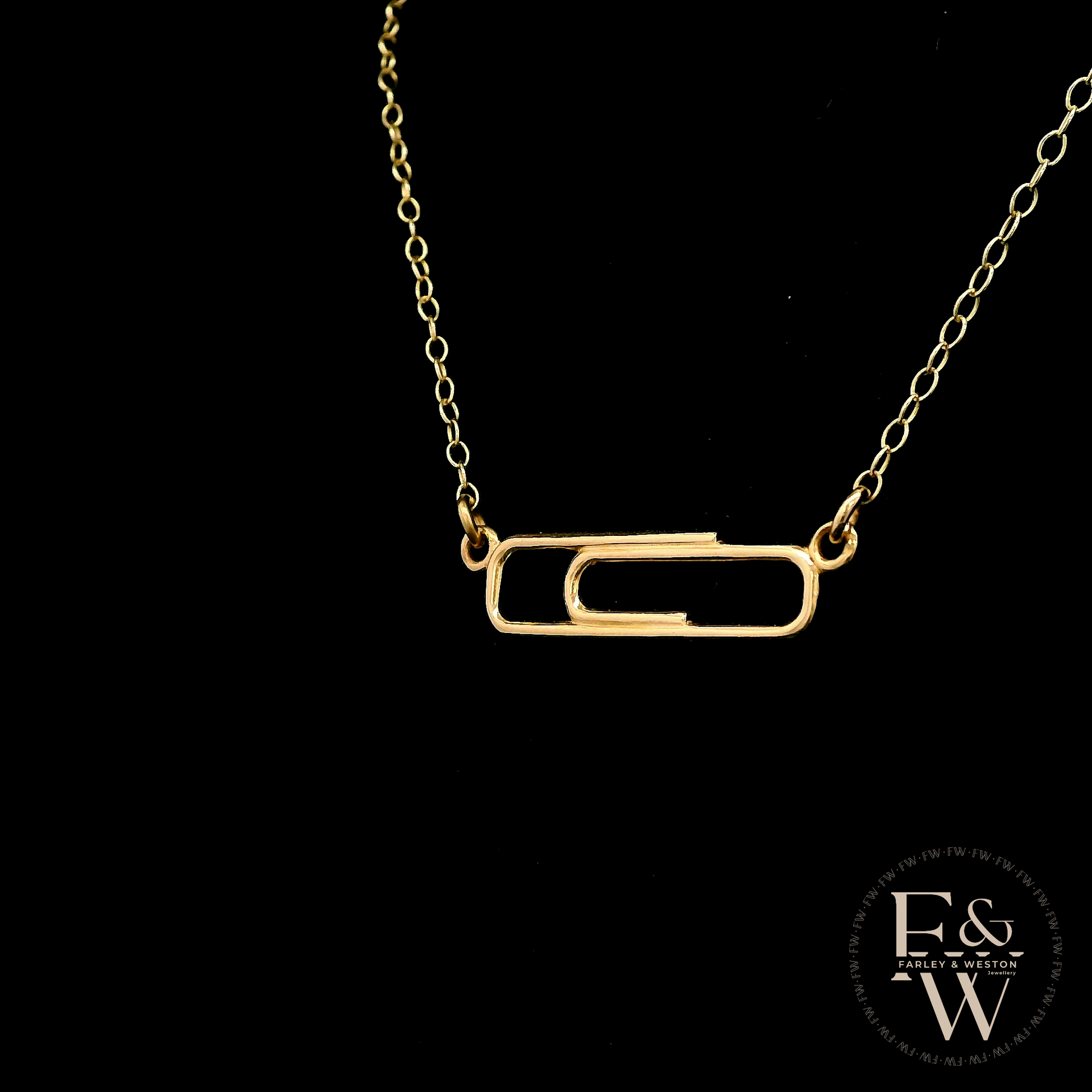 9ct Yellow Gold Small Paperclip Necklace