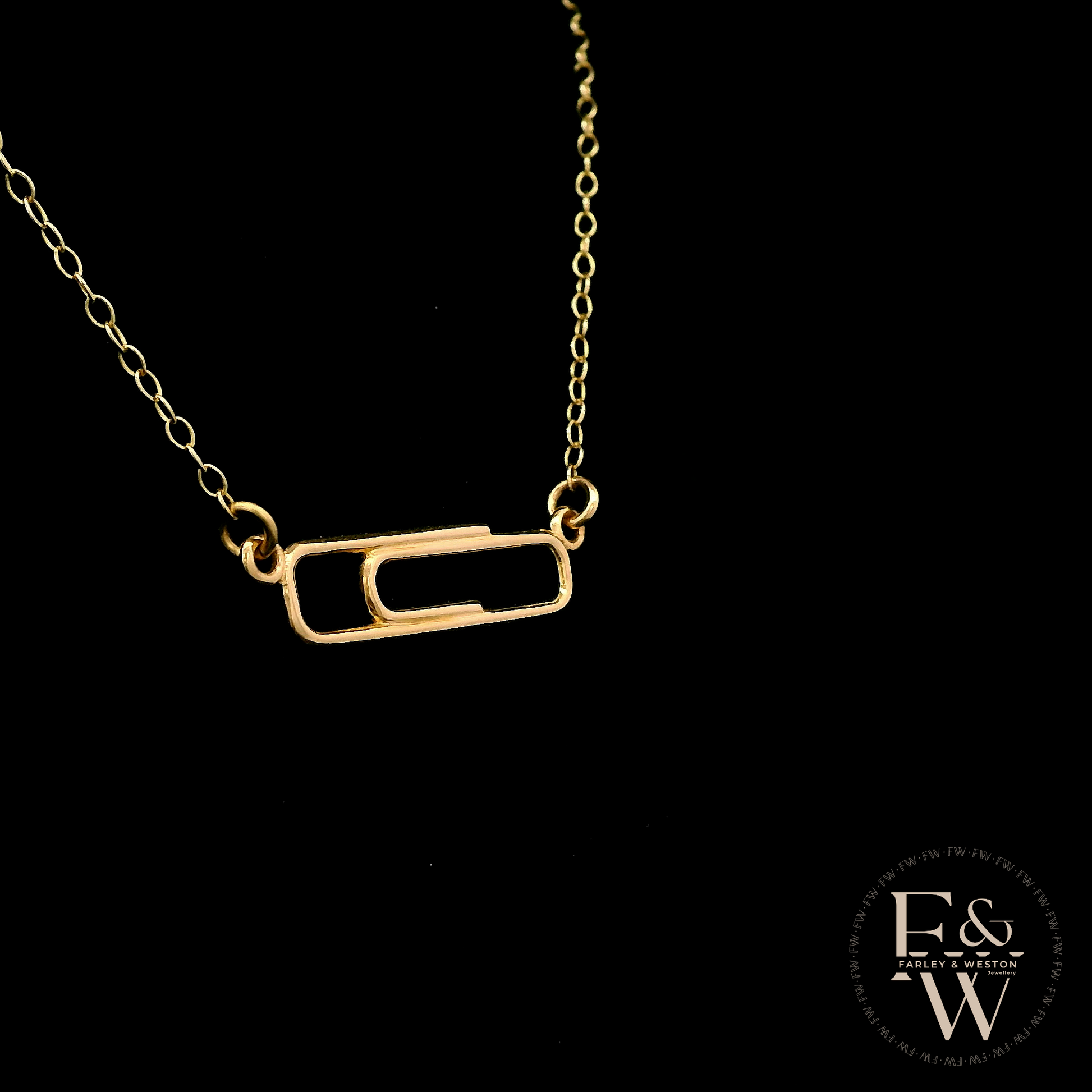 9ct Yellow Gold Small Paperclip Necklace