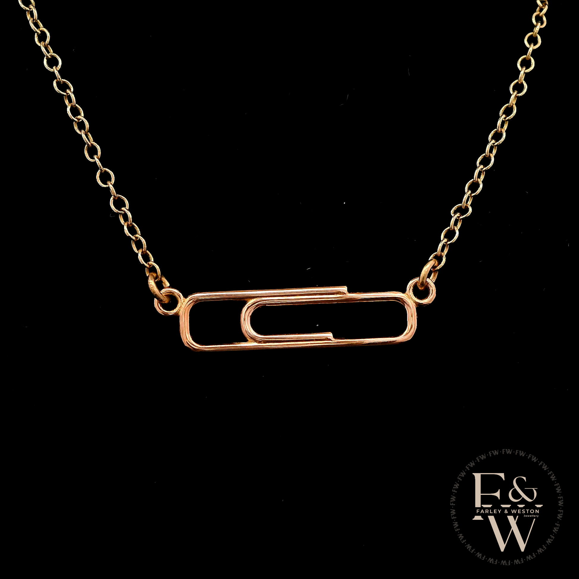 9ct Rose Gold Small Paperclip Necklace