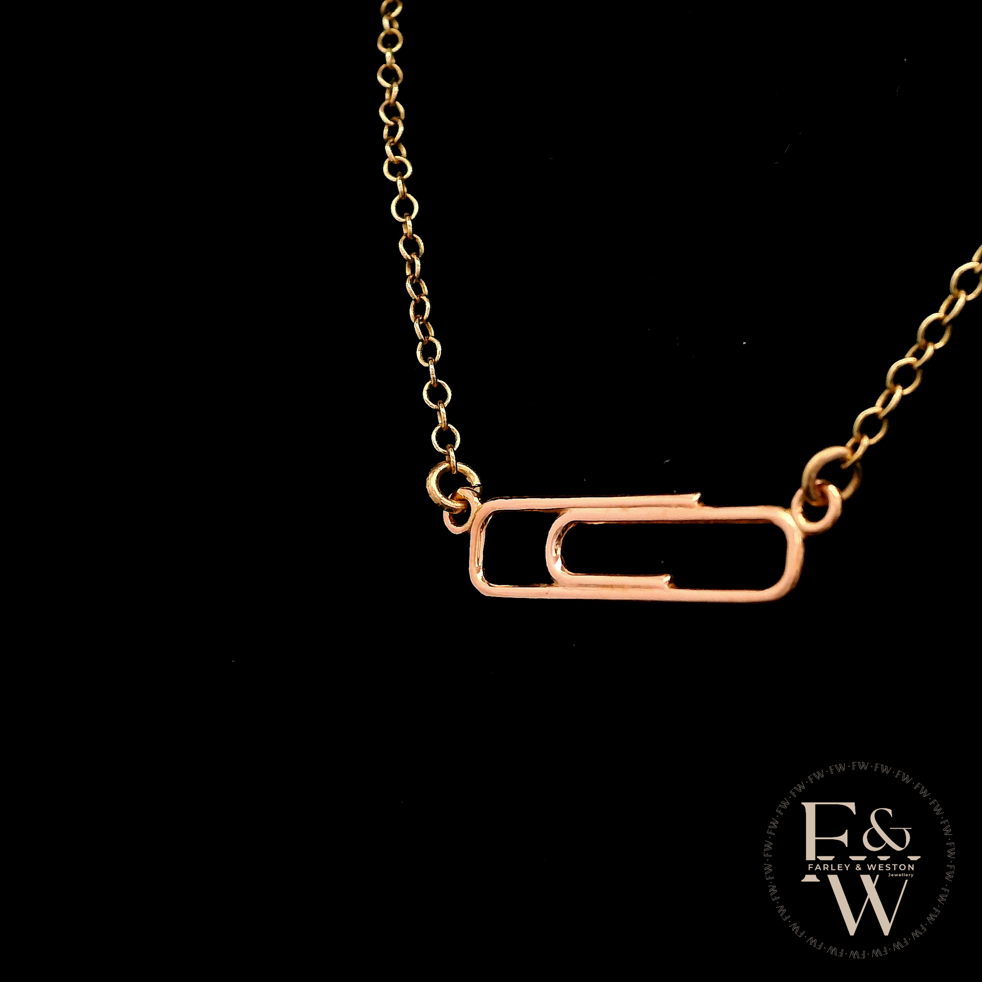 9ct Rose Gold Small Paperclip Necklace