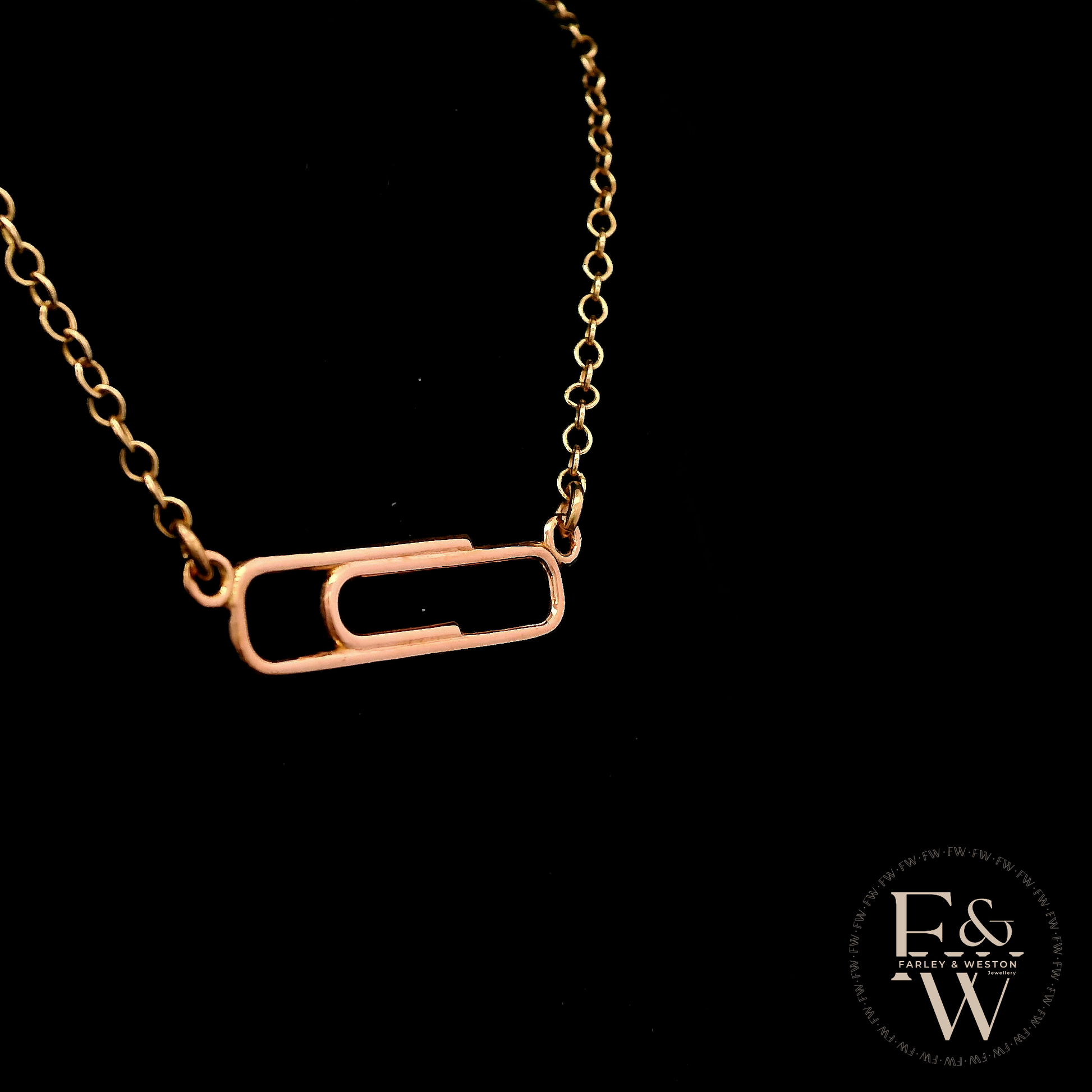 9ct Rose Gold Small Paperclip Necklace