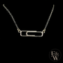 9ct White Gold Small Paperclip Necklace