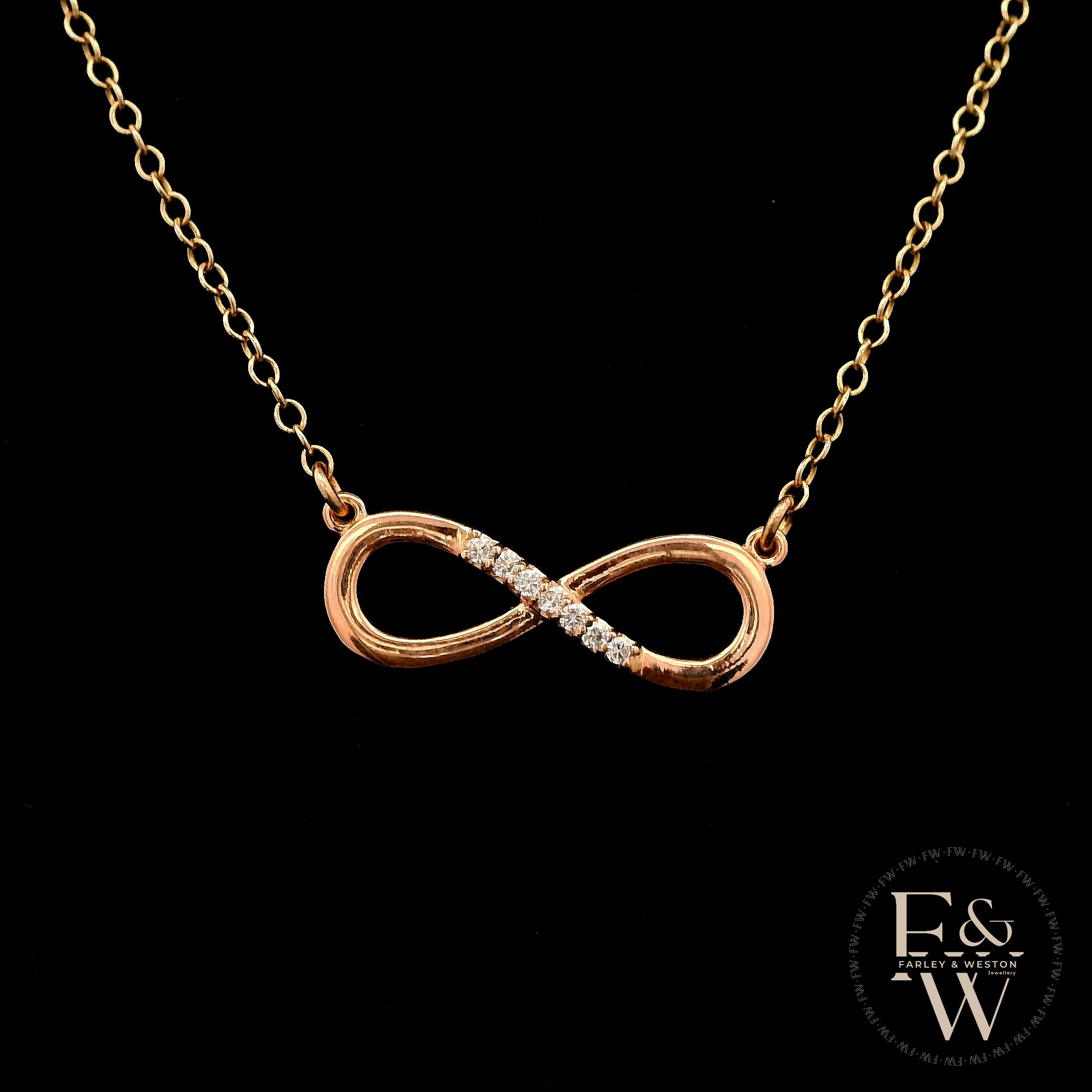 9ct Rose Gold Infinity Moissanite Pendant