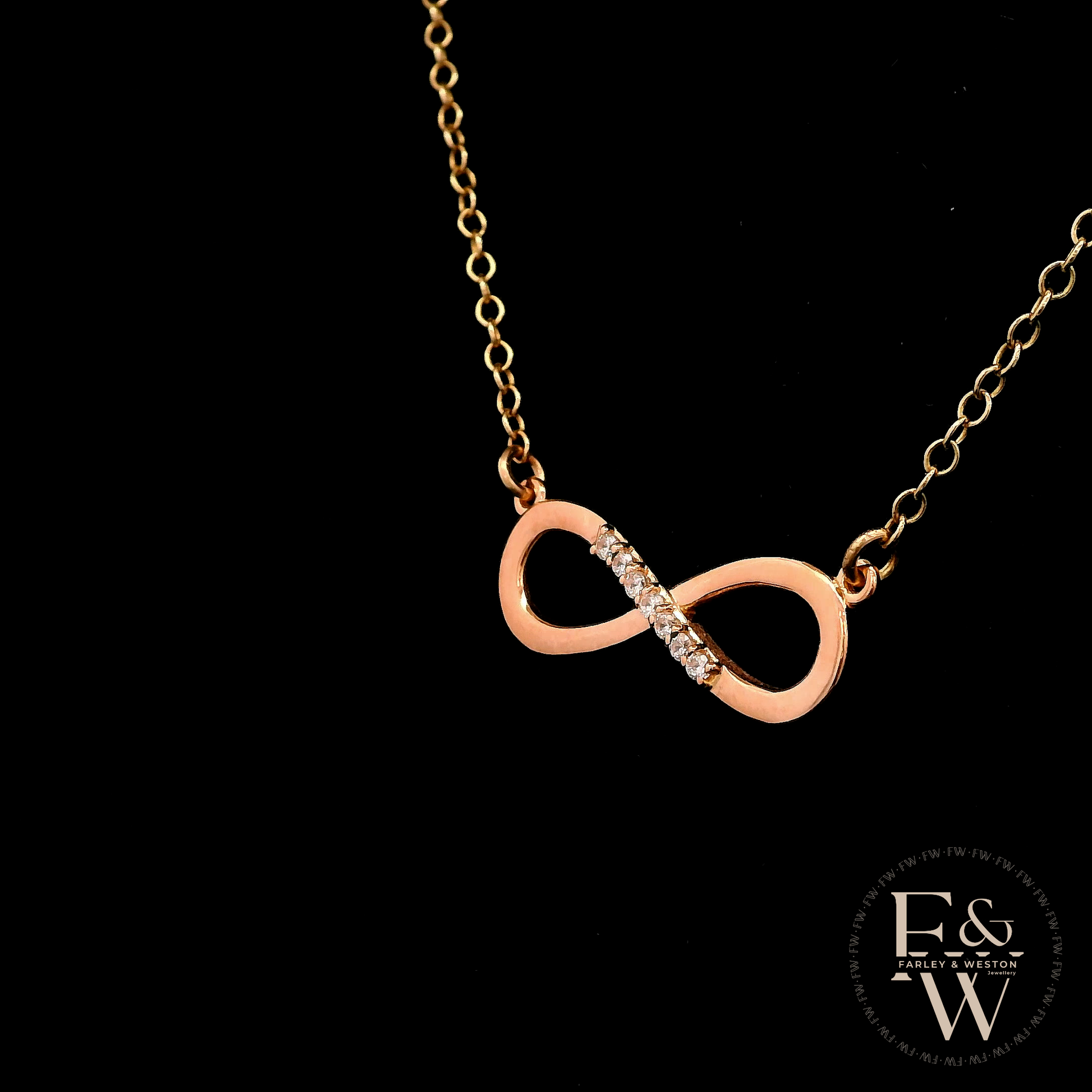 9ct Rose Gold Infinity Moissanite Pendant