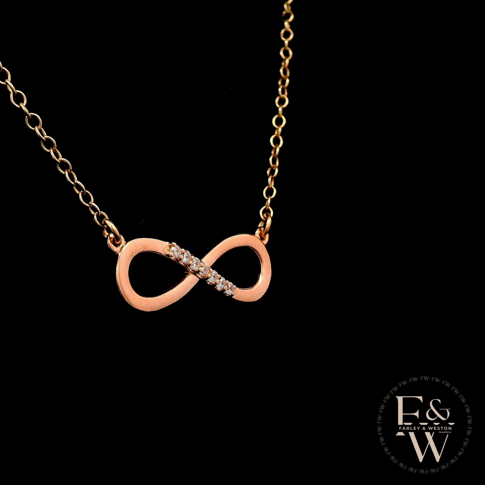 9ct Rose Gold Infinity Moissanite Pendant