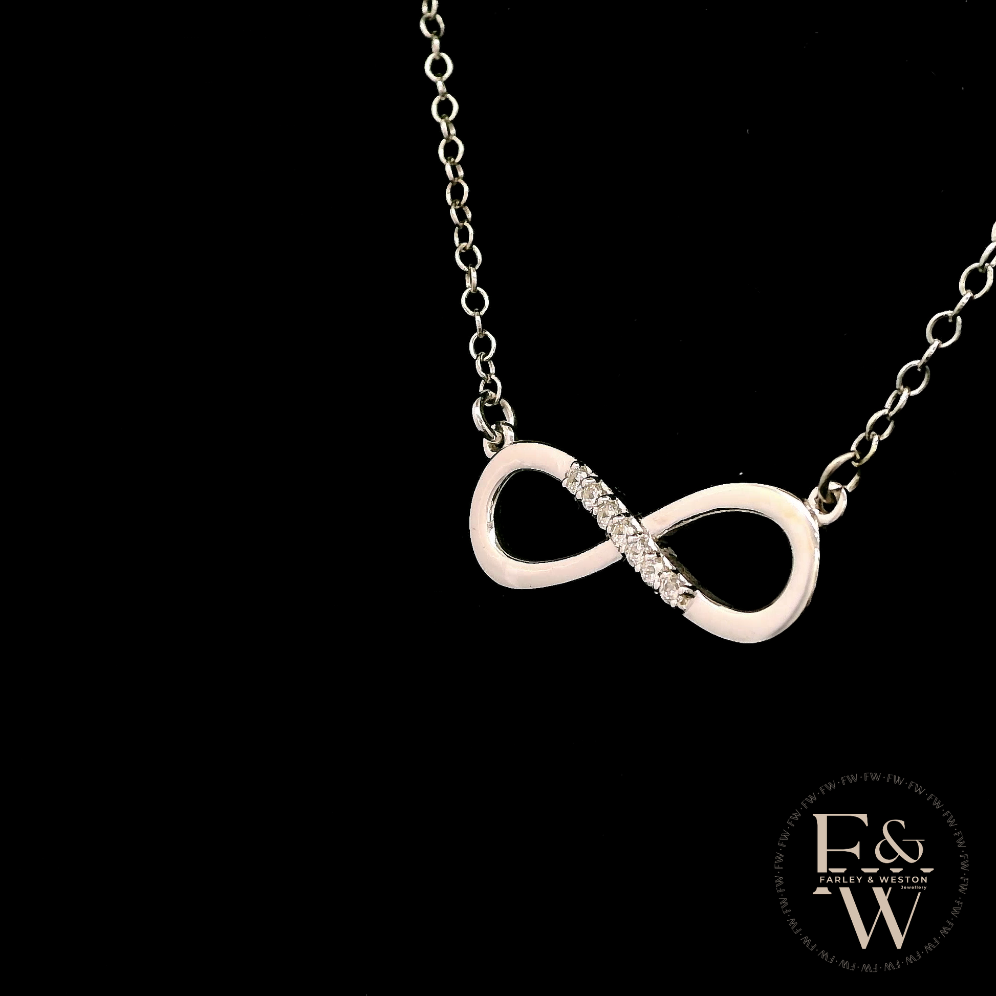 9ct White Gold Infinity Moissanite Pendant