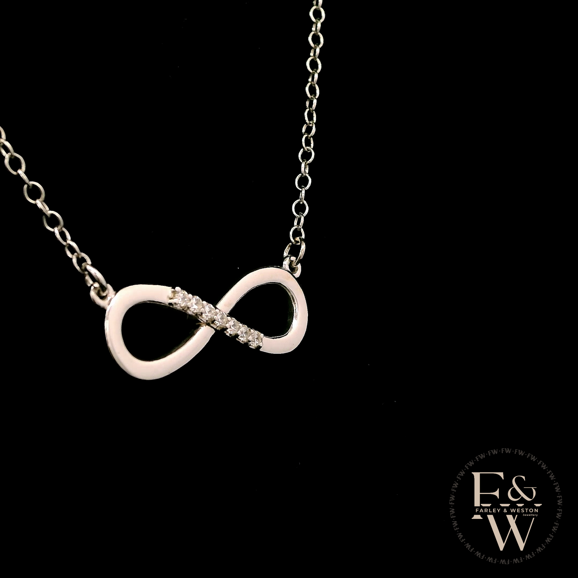 9ct White Gold Infinity Moissanite Pendant