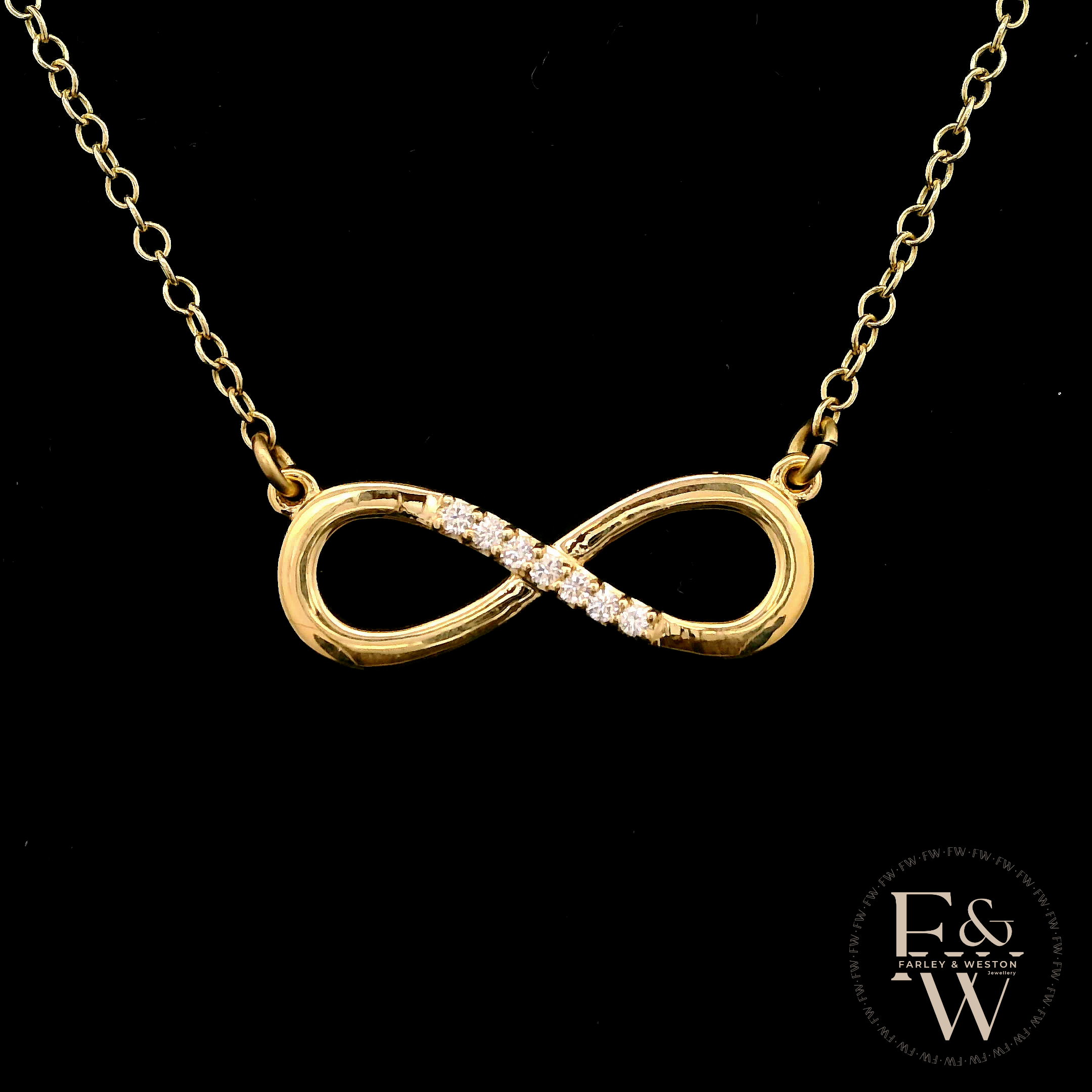 9ct Yellow Gold Infinity Moissanite Pendant