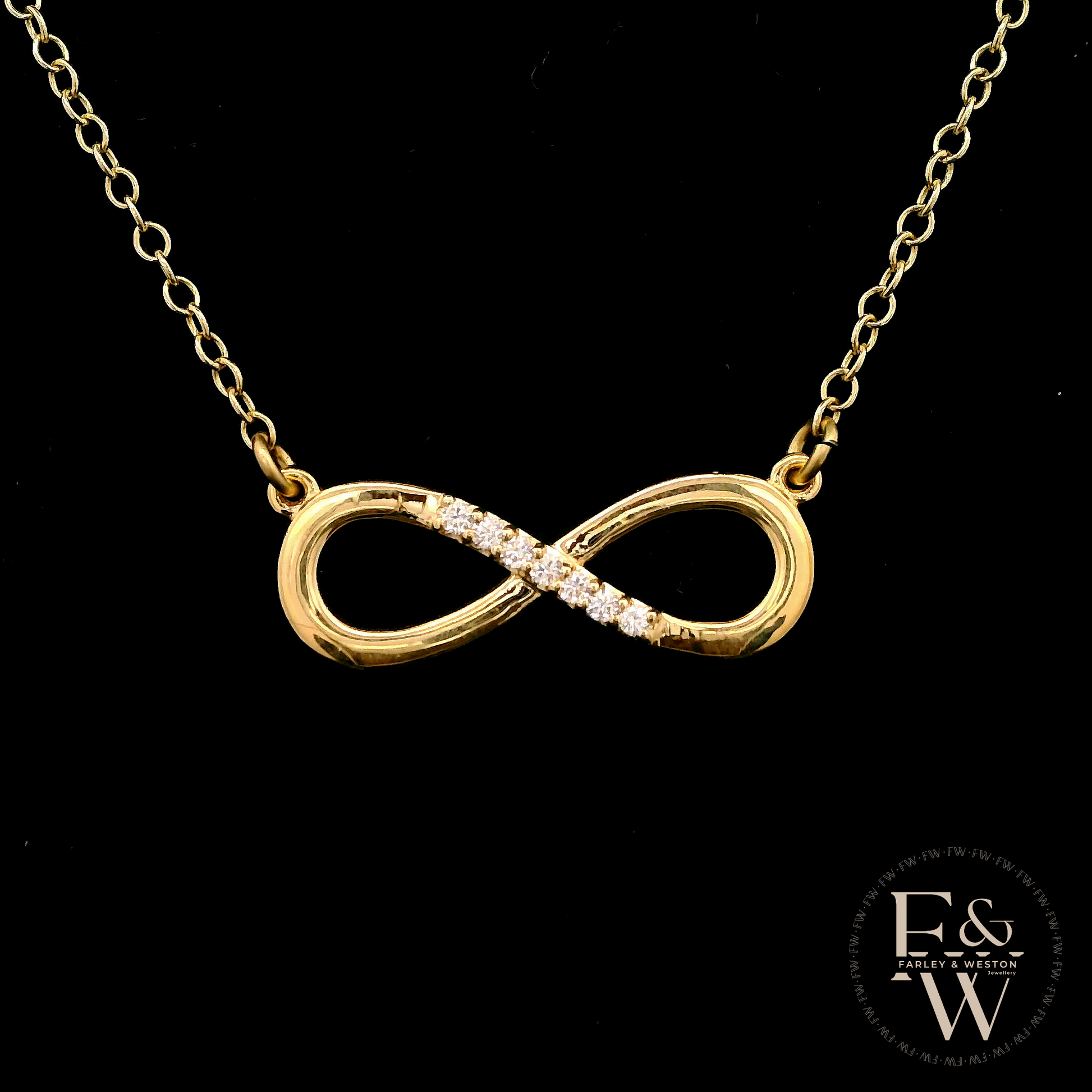 9ct Yellow Gold Infinity Moissanite Pendant