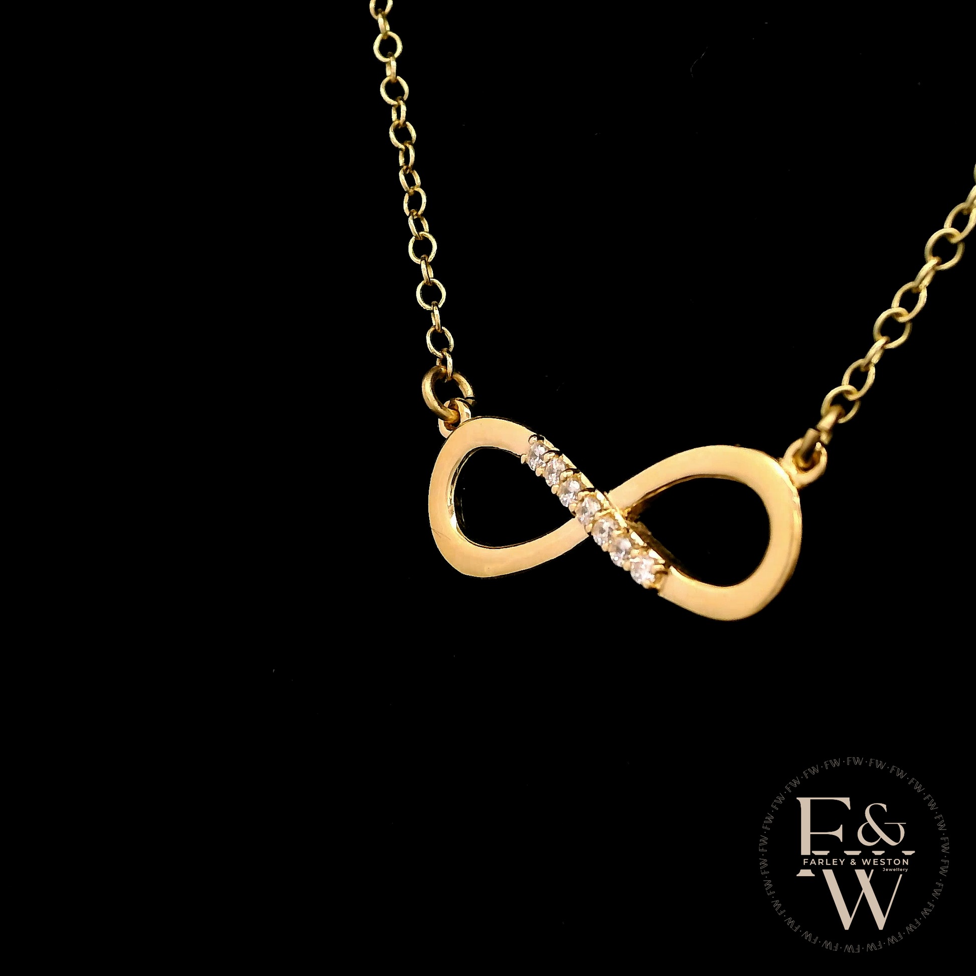 9ct Yellow Gold Infinity Moissanite Pendant
