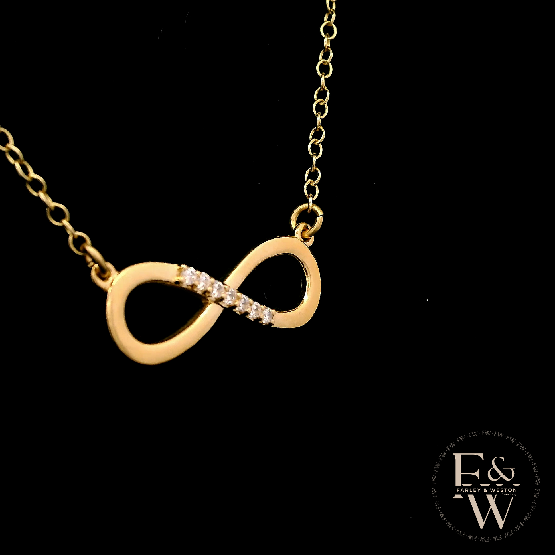 9ct Yellow Gold Infinity Moissanite Pendant