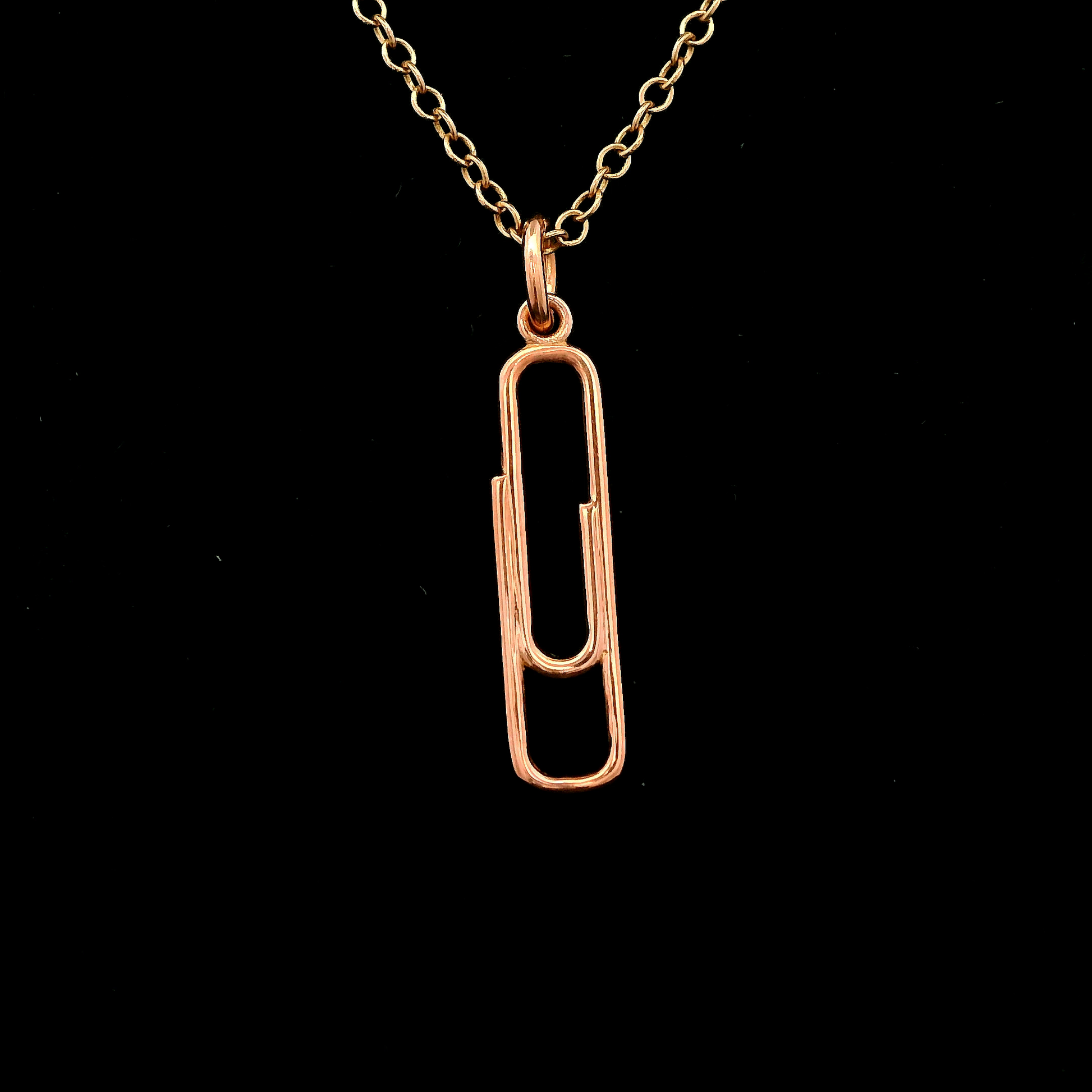 9ct Rose Gold Small Paperclip Pendant