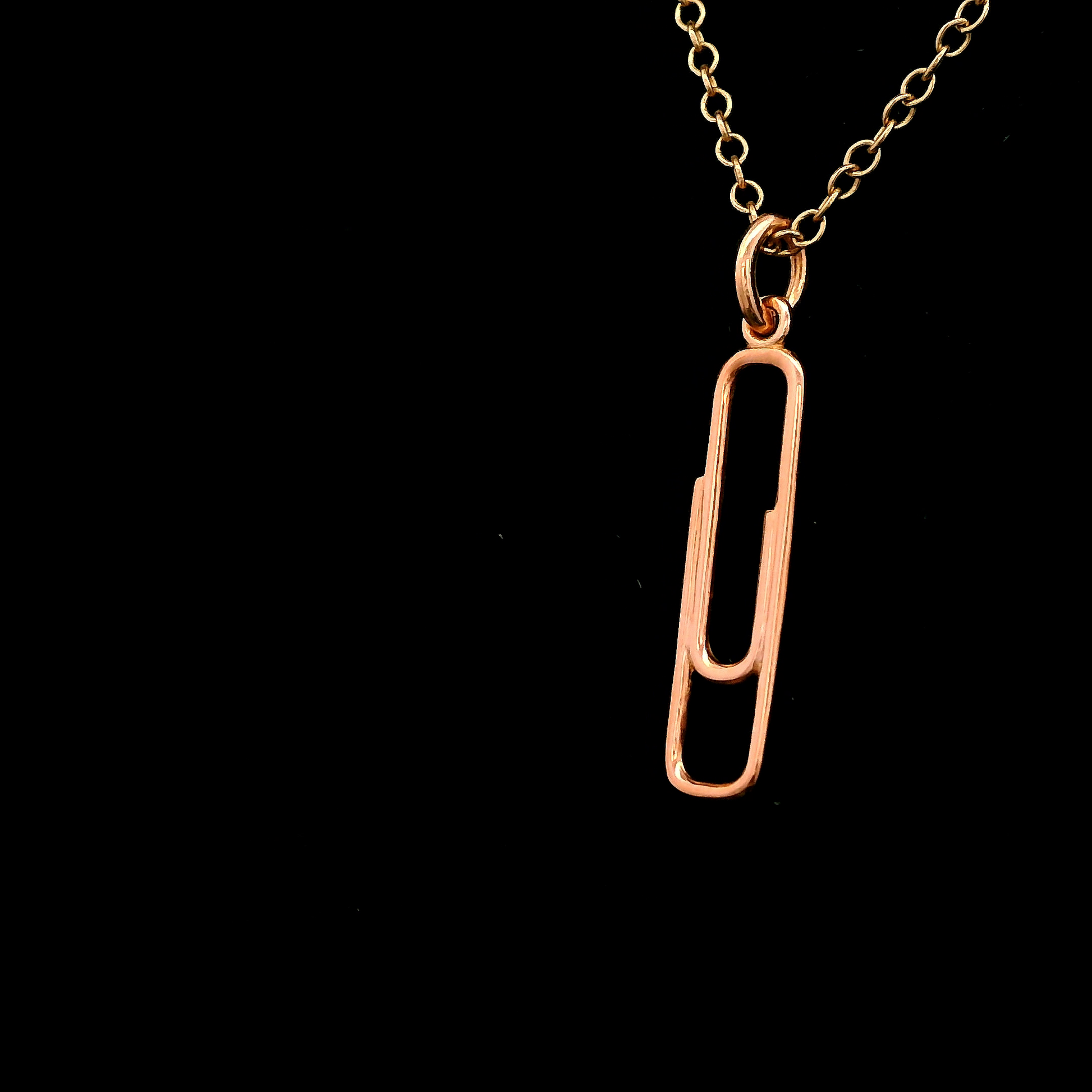 9ct Rose Gold Small Paperclip Pendant
