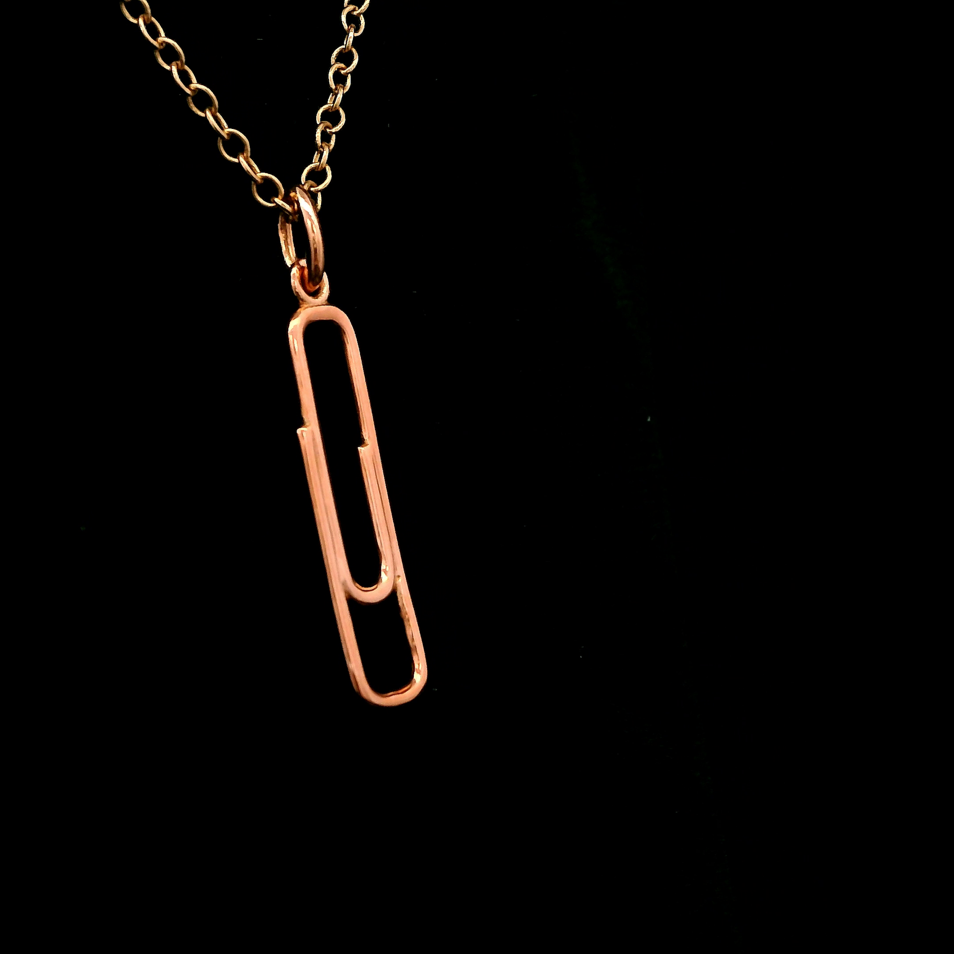 9ct Rose Gold Small Paperclip Pendant
