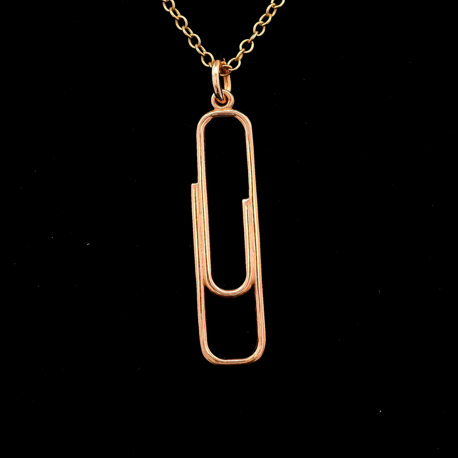 9ct Rose Gold Large Paperclip Pendant