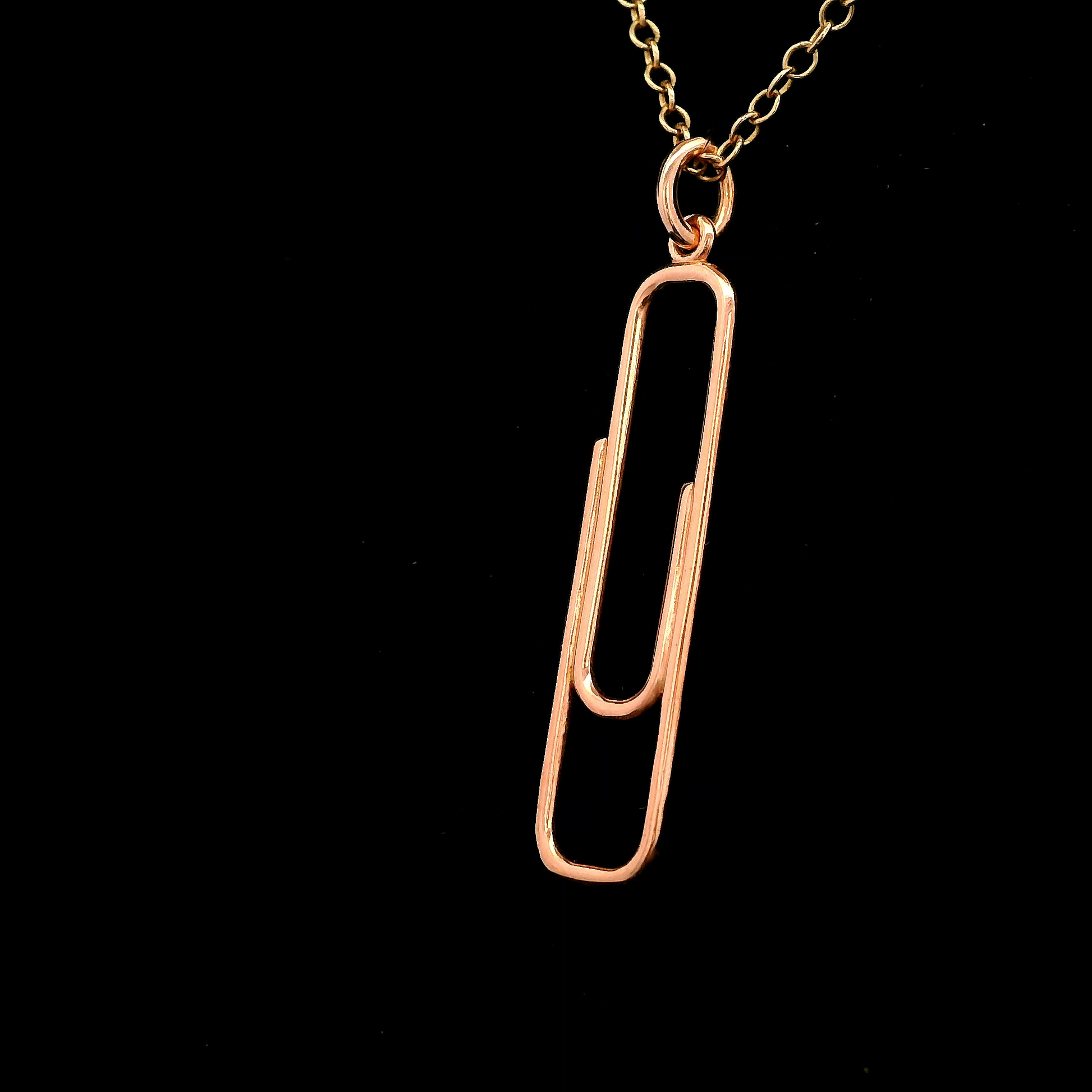9ct Rose Gold Large Paperclip Pendant