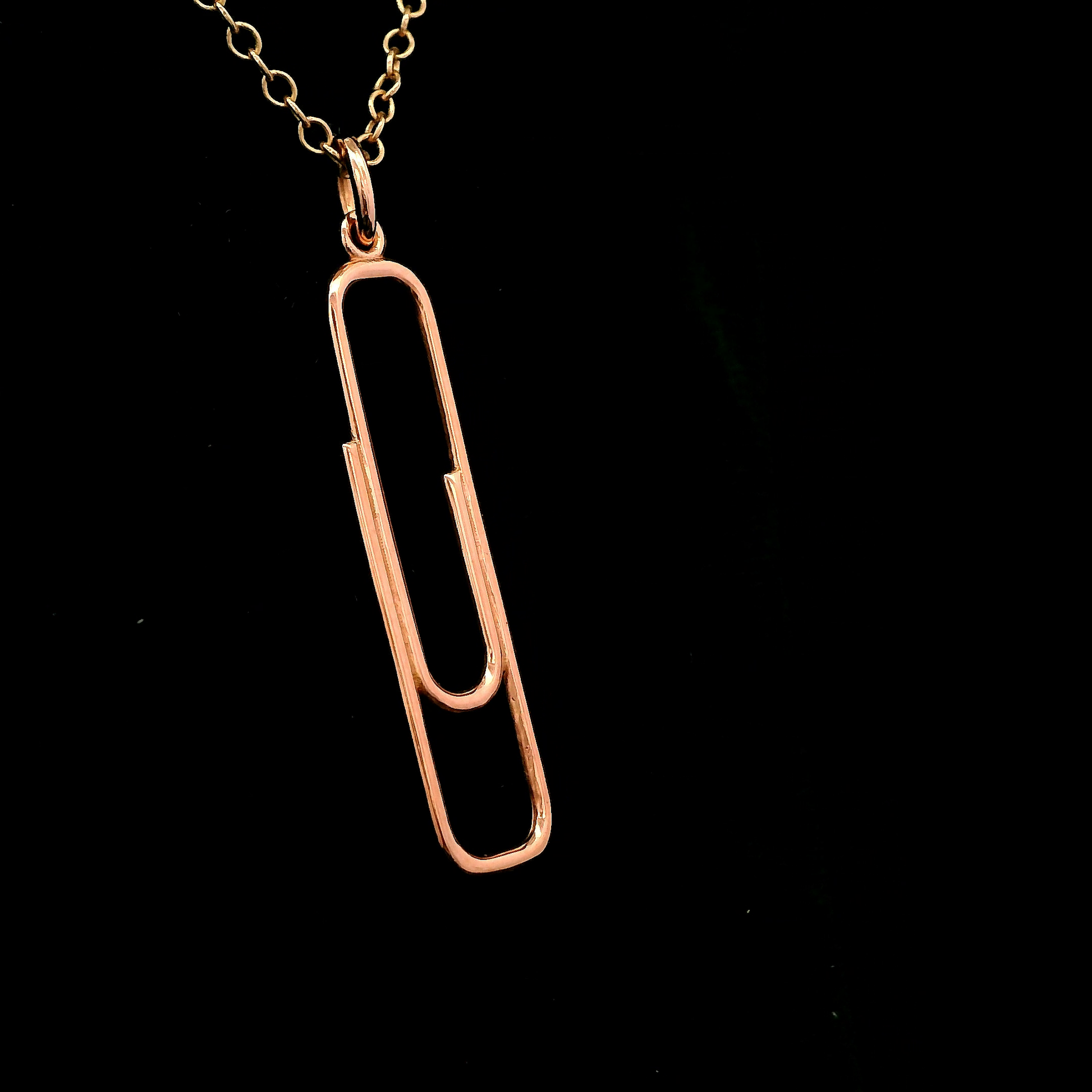 9ct Rose Gold Large Paperclip Pendant