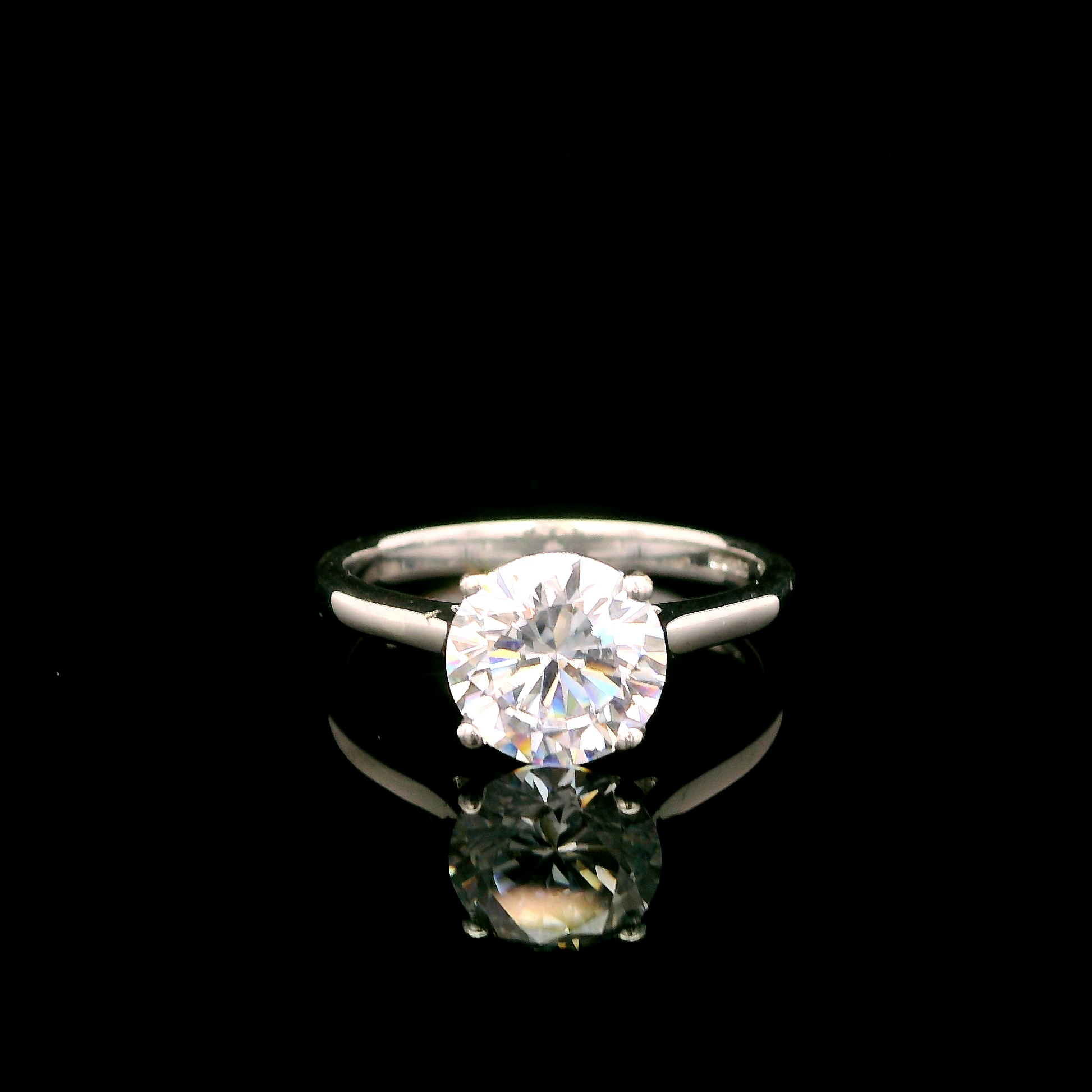 9ct White Gold 2ct White CZ Single Stone Ring