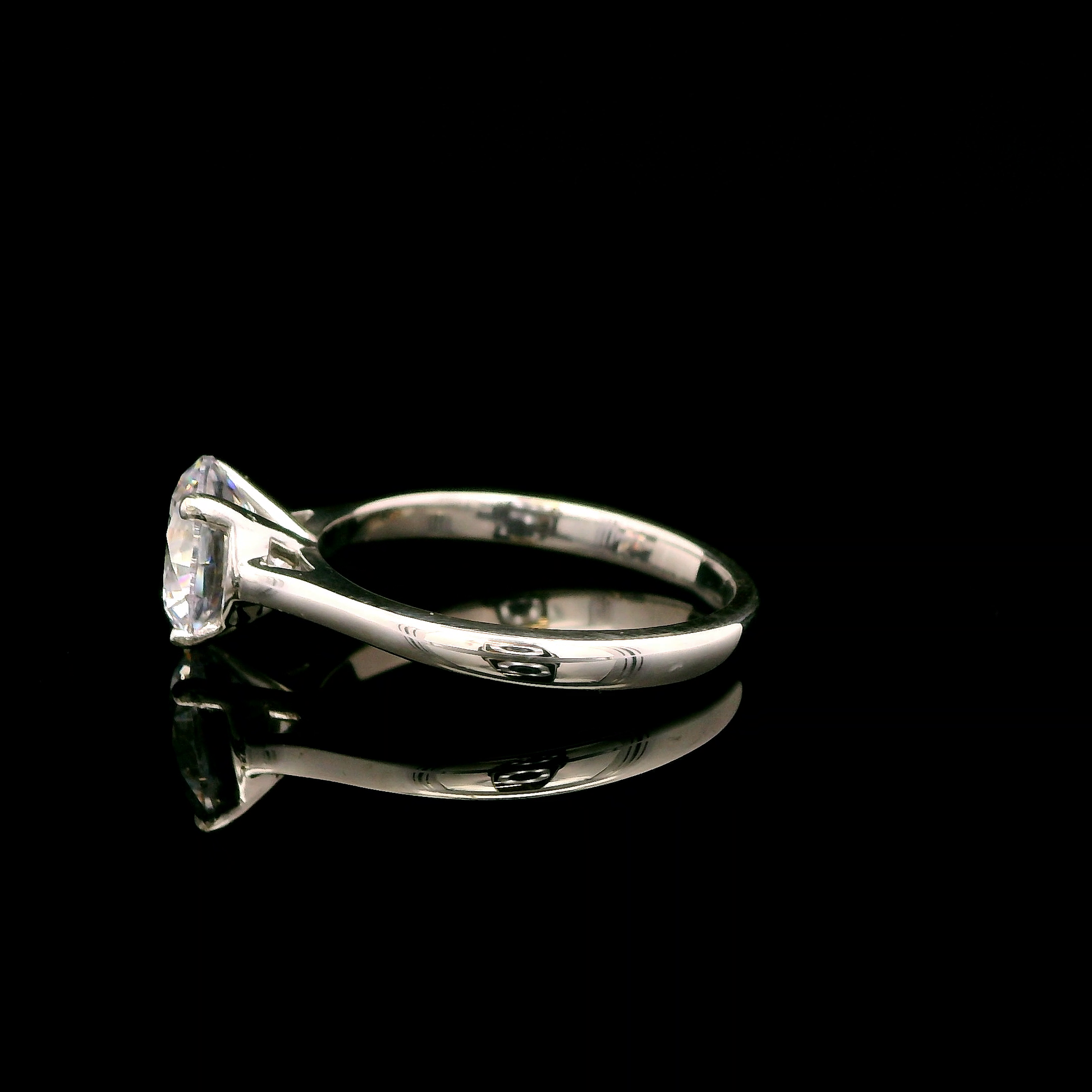 9ct White Gold 2ct White CZ Single Stone Ring