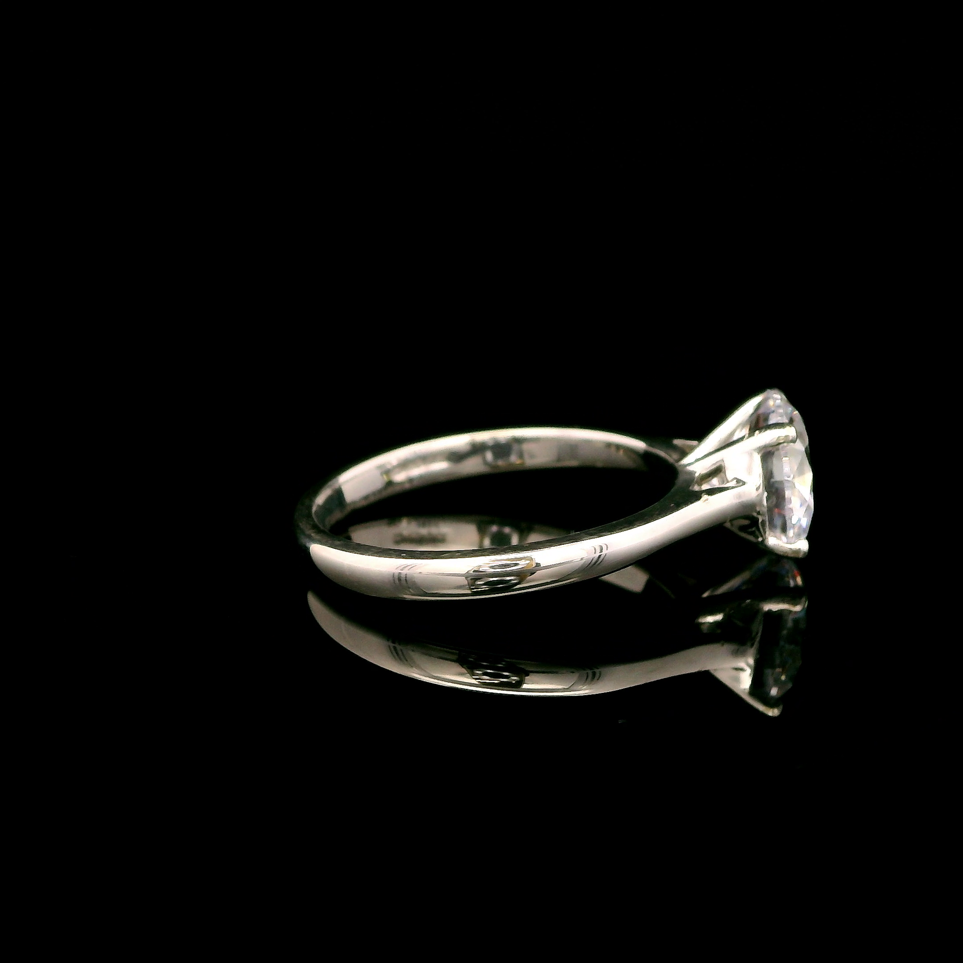 9ct White Gold 2ct White CZ Single Stone Ring