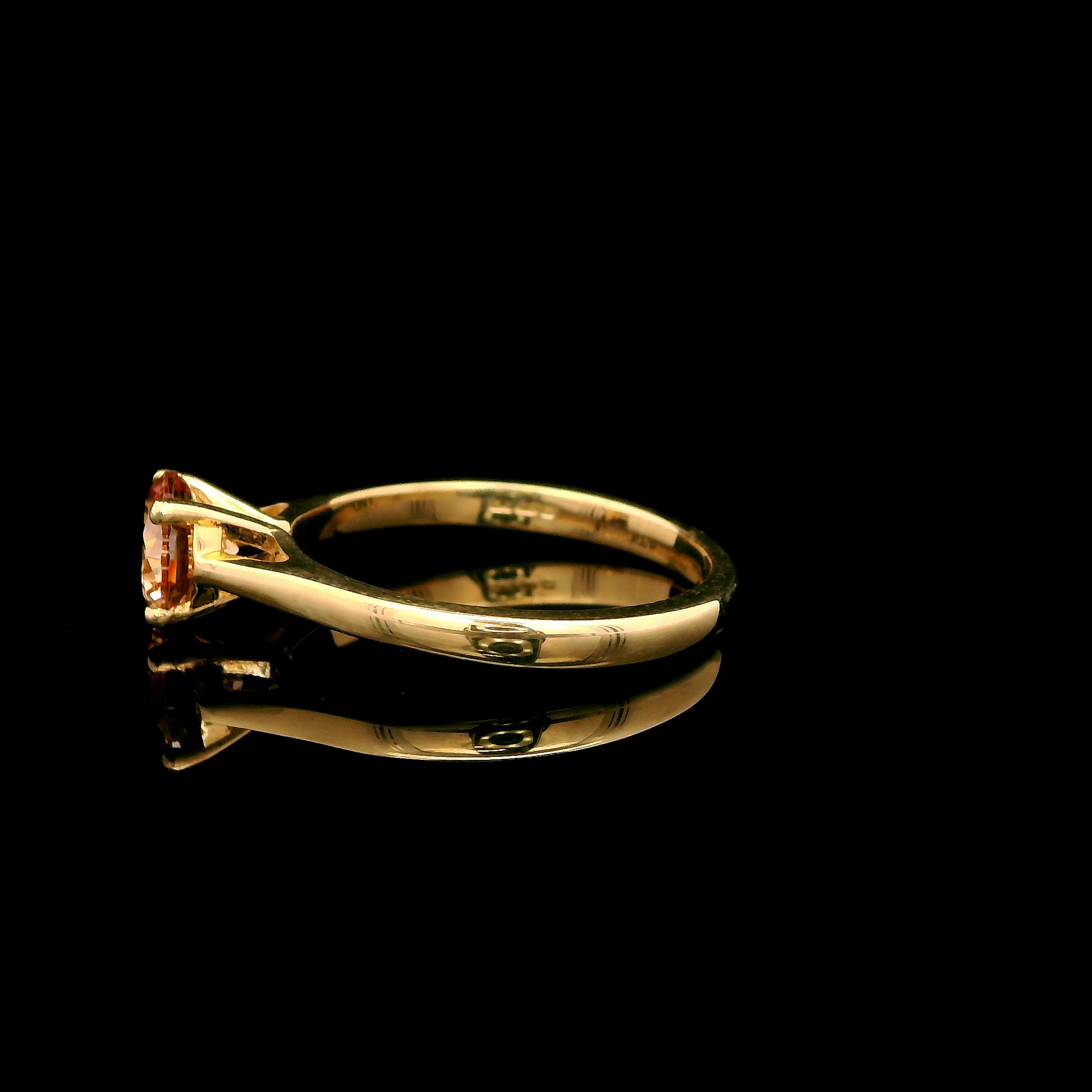 9ct Yellow Gold Champagne CZ Solitaire Ring