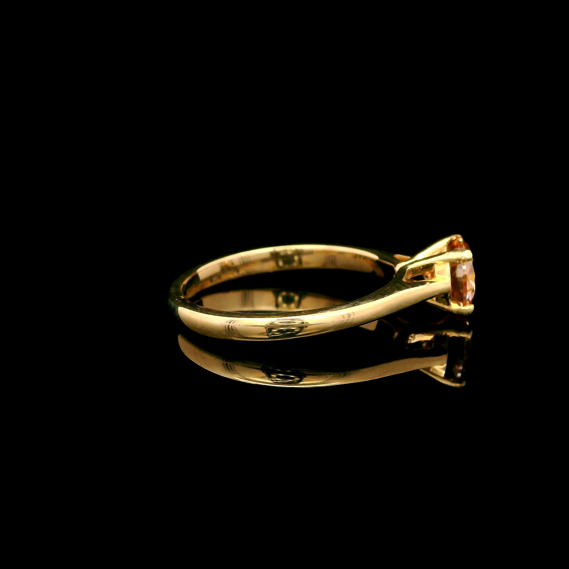 9ct Yellow Gold Champagne CZ Solitaire Ring