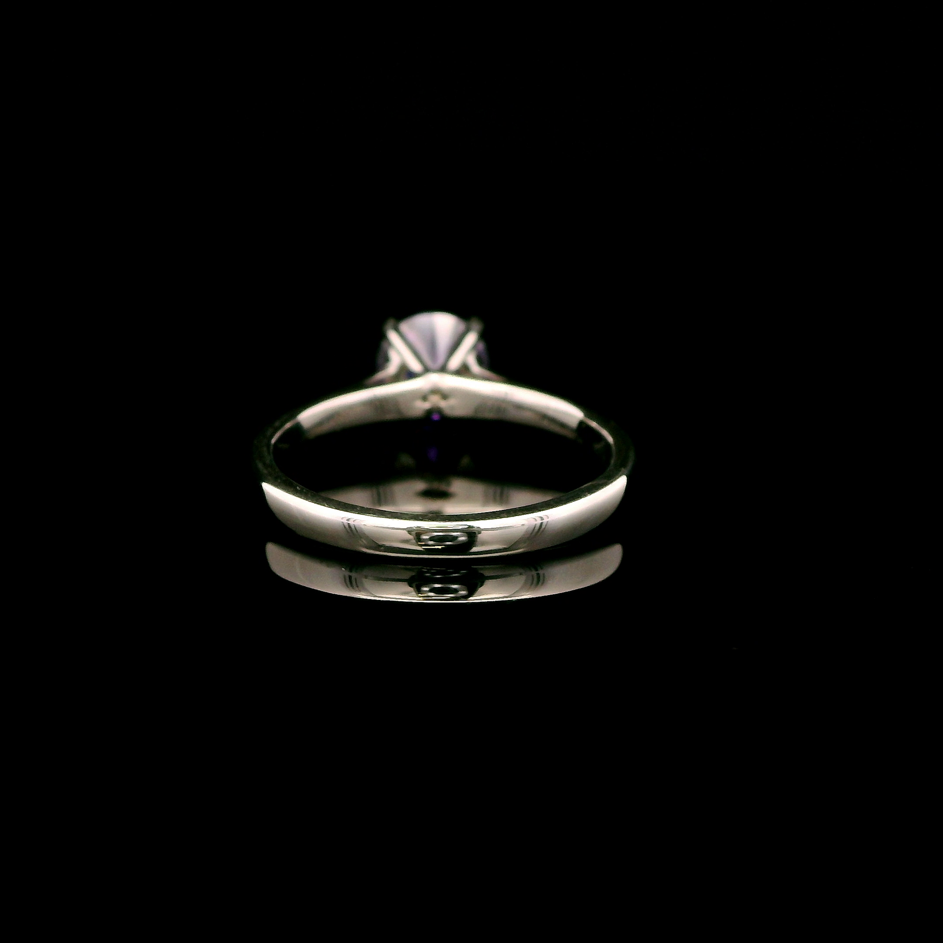 9ct White Gold Amethyst CZ Solitaire Ring
