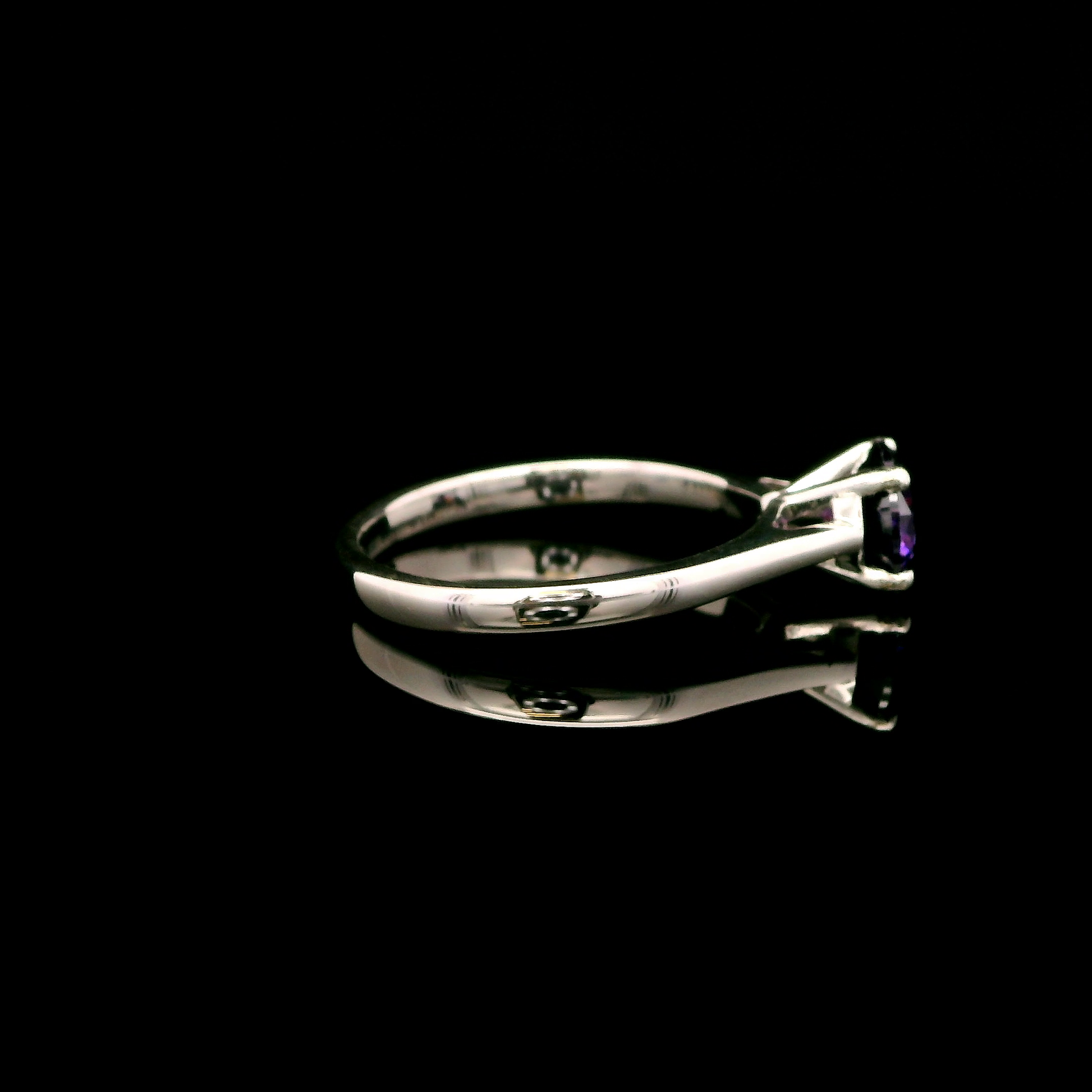 9ct White Gold Amethyst CZ Solitaire Ring