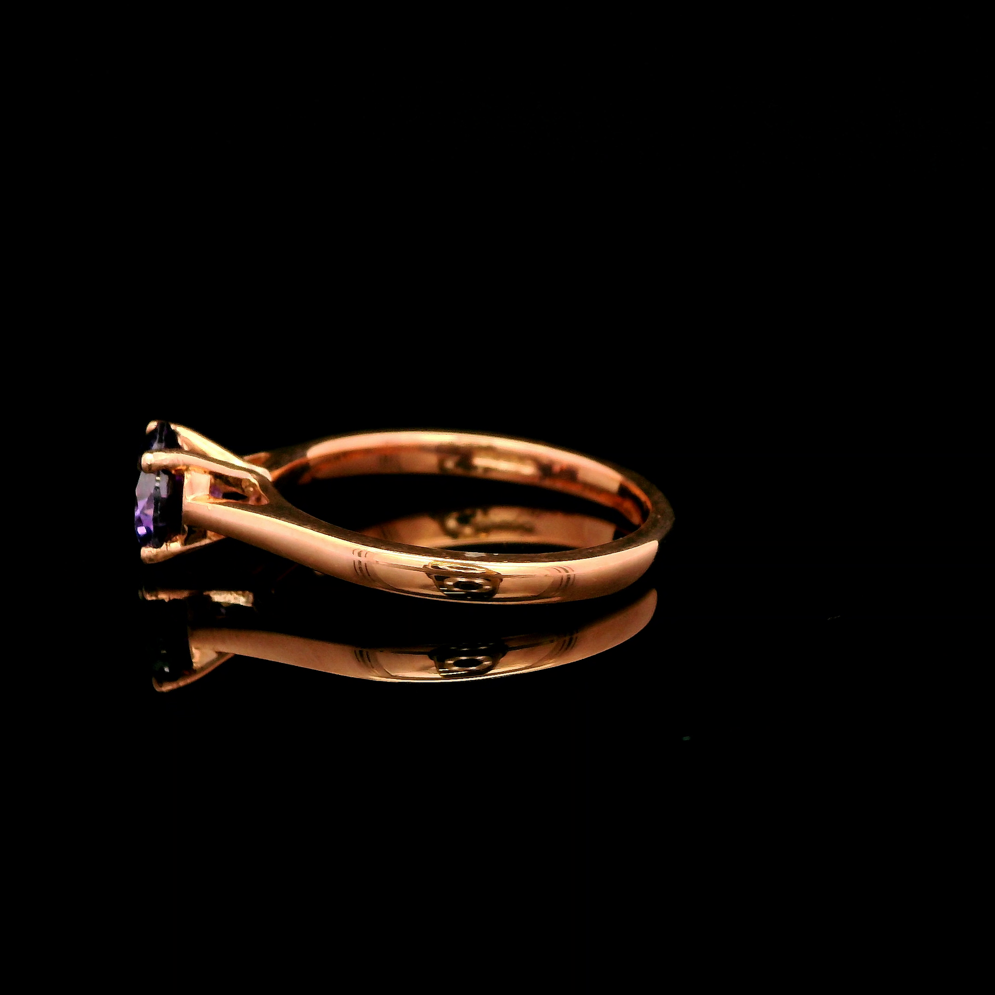 9ct Rose Gold Amethyst CZ Solitaire Ring