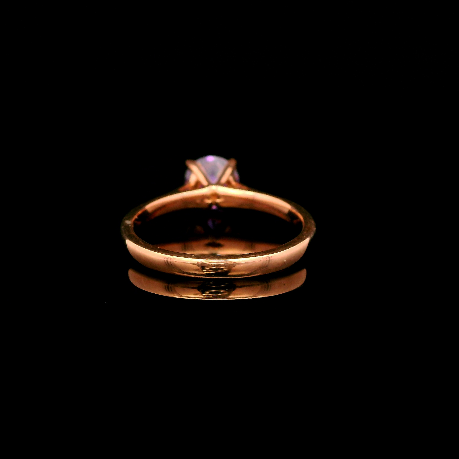 9ct Rose Gold Amethyst CZ Solitaire Ring
