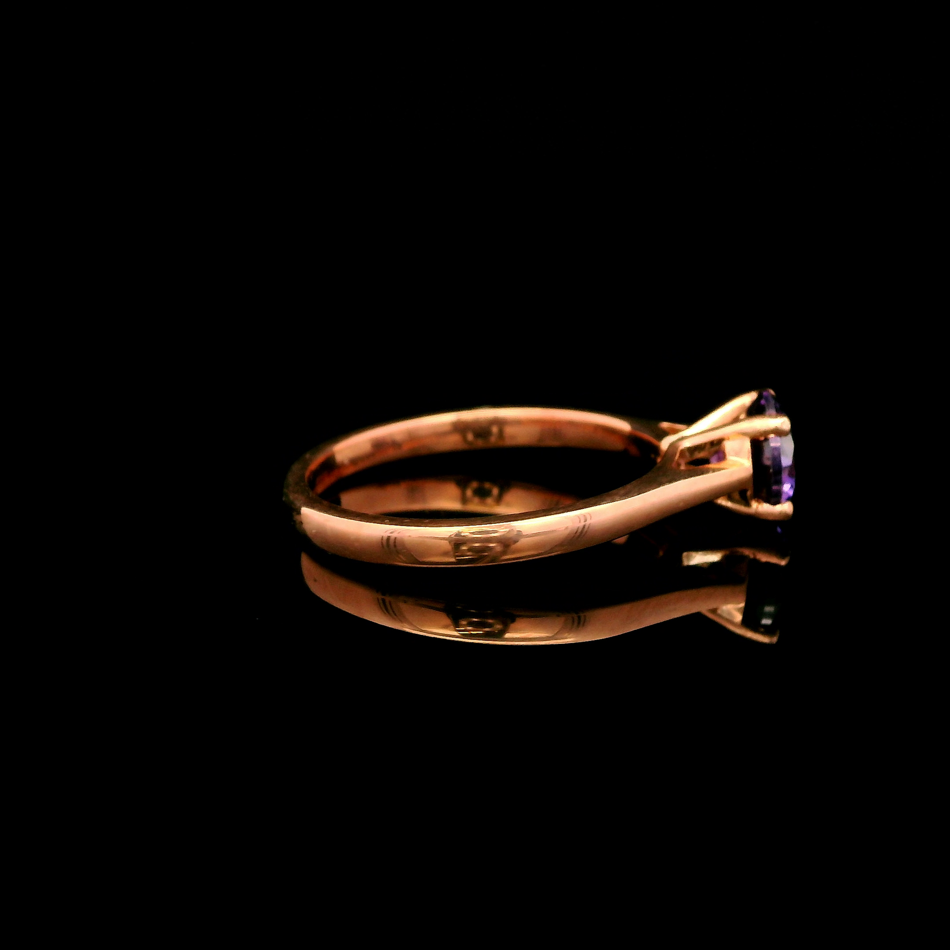 9ct Rose Gold Amethyst CZ Solitaire Ring
