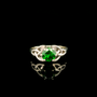 Celtic Patterned Sterling Silver Emerald CZ Single Stone Ring