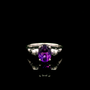 9ct White Gold Skull Shoulder Amethyst CZ Solitaire Ring