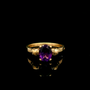 9ct Yellow Gold Skull Shoulder Amethyst CZ Solitaire Ring
