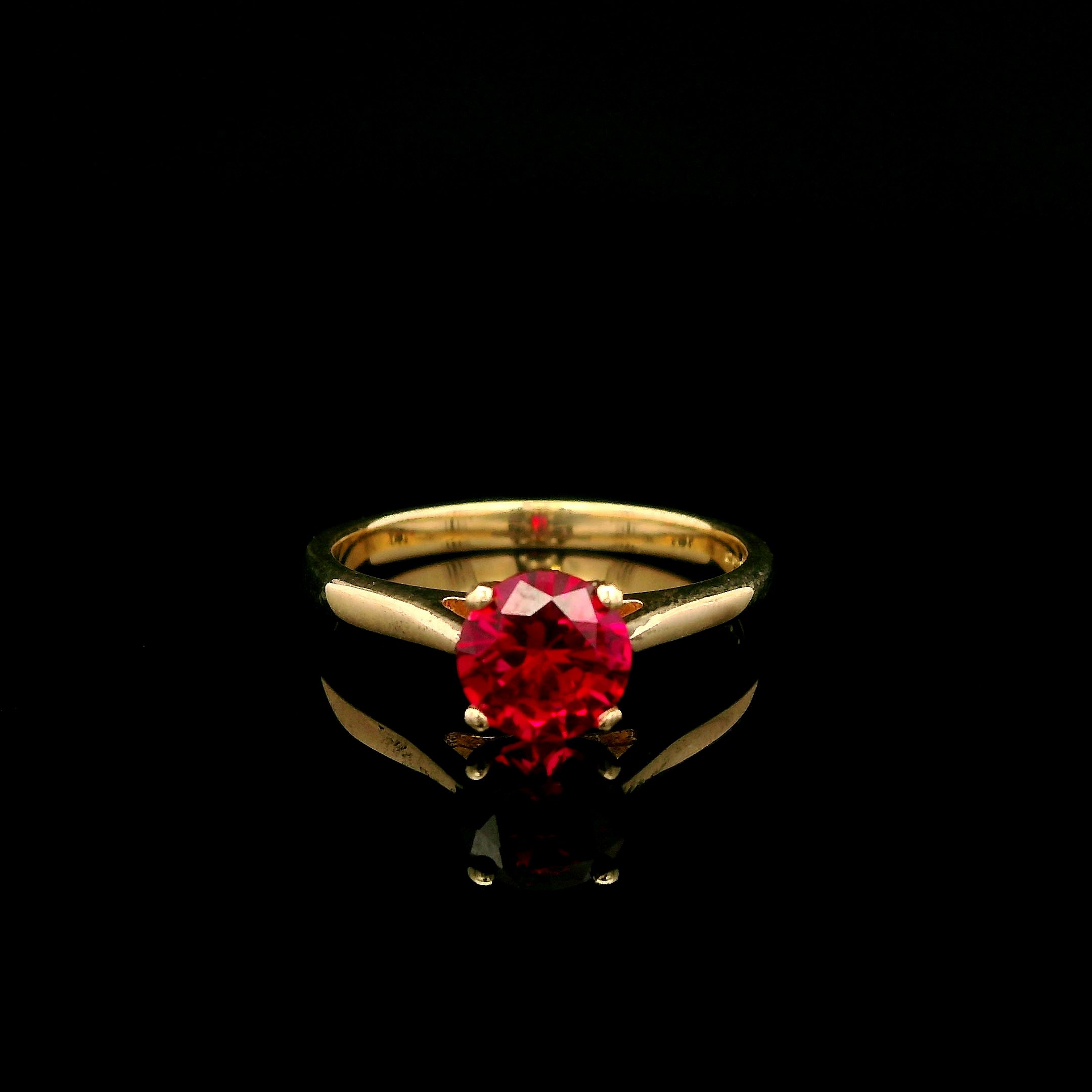 9ct Yellow Gold Ruby CZ Solitaire Ring