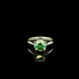 Solitaire Blue Green Moissanite & Silver Engagement Ring