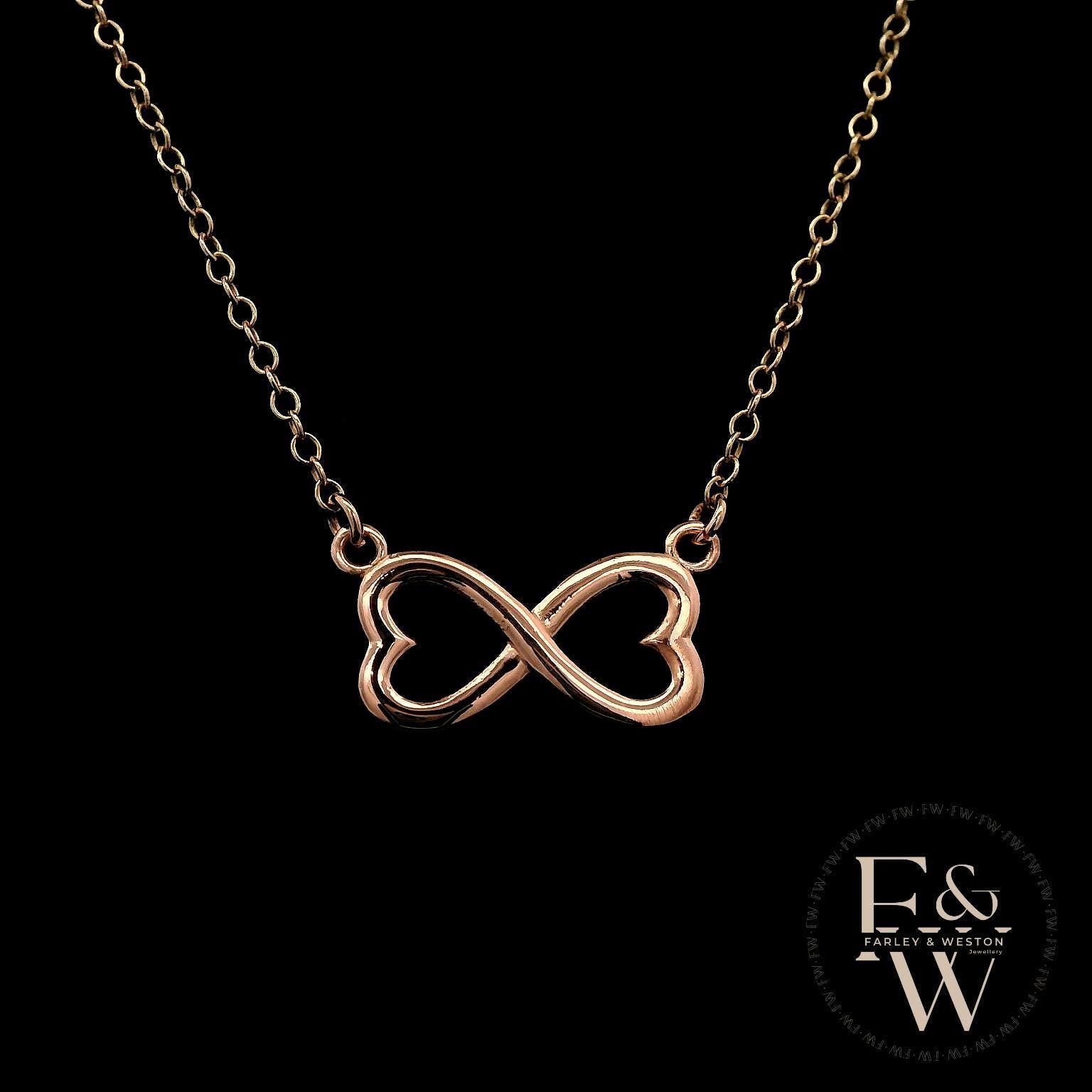 9ct Rose Gold Infinity Heart Pendant
