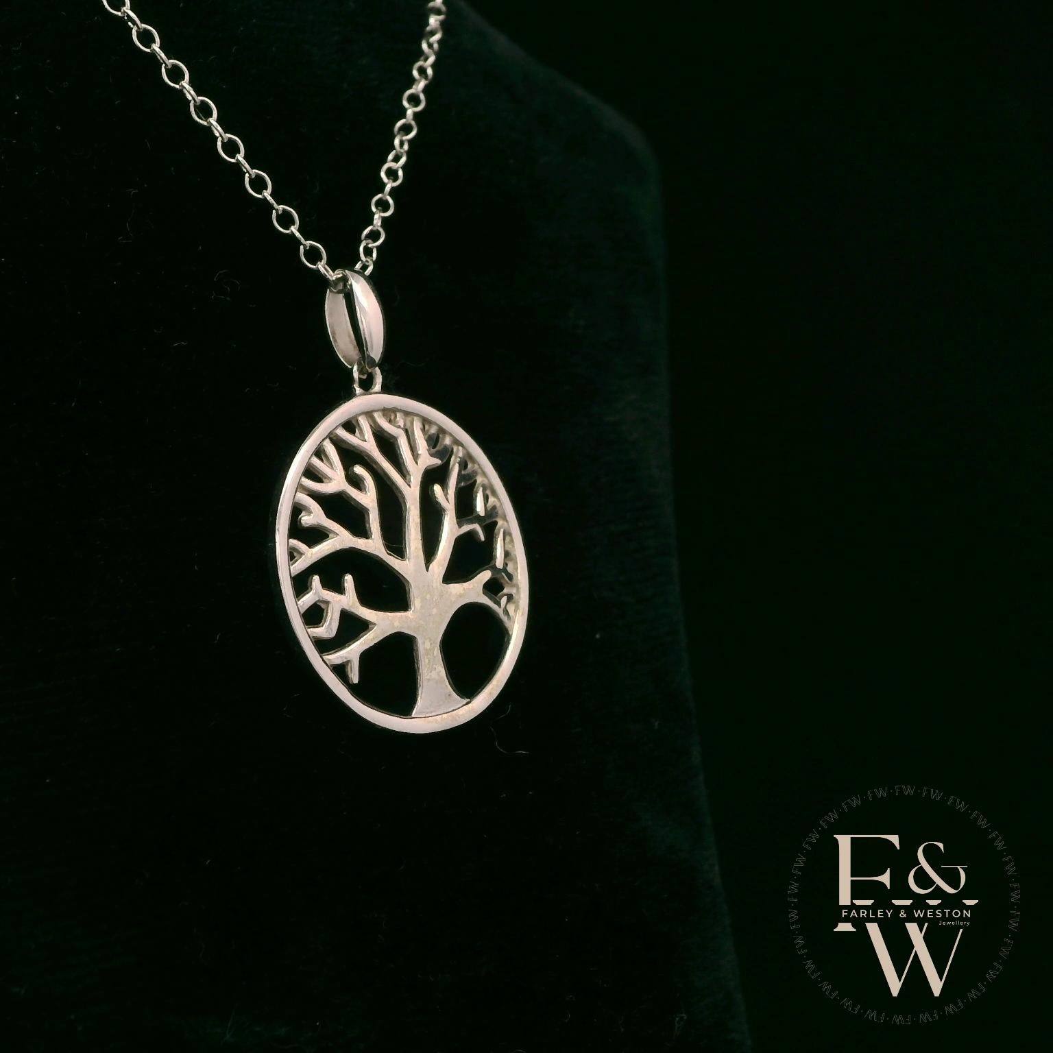 9ct White Gold Tree of Life Pendant