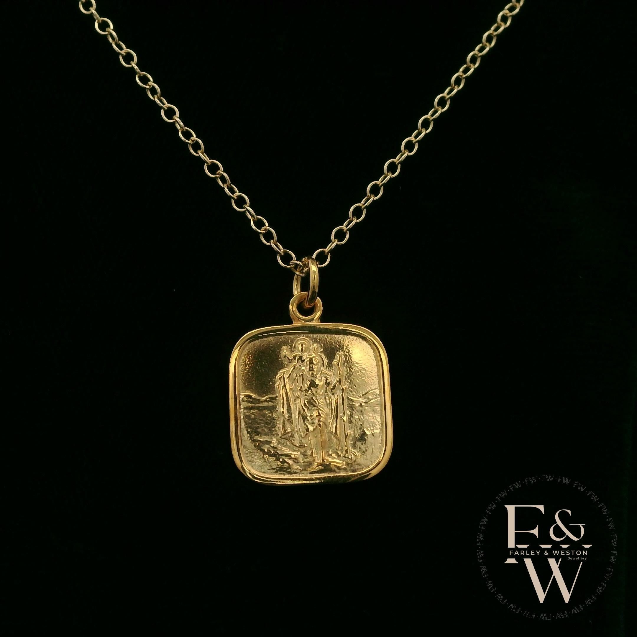 9ct Solid Yellow Gold Saint Christopher Pendant
