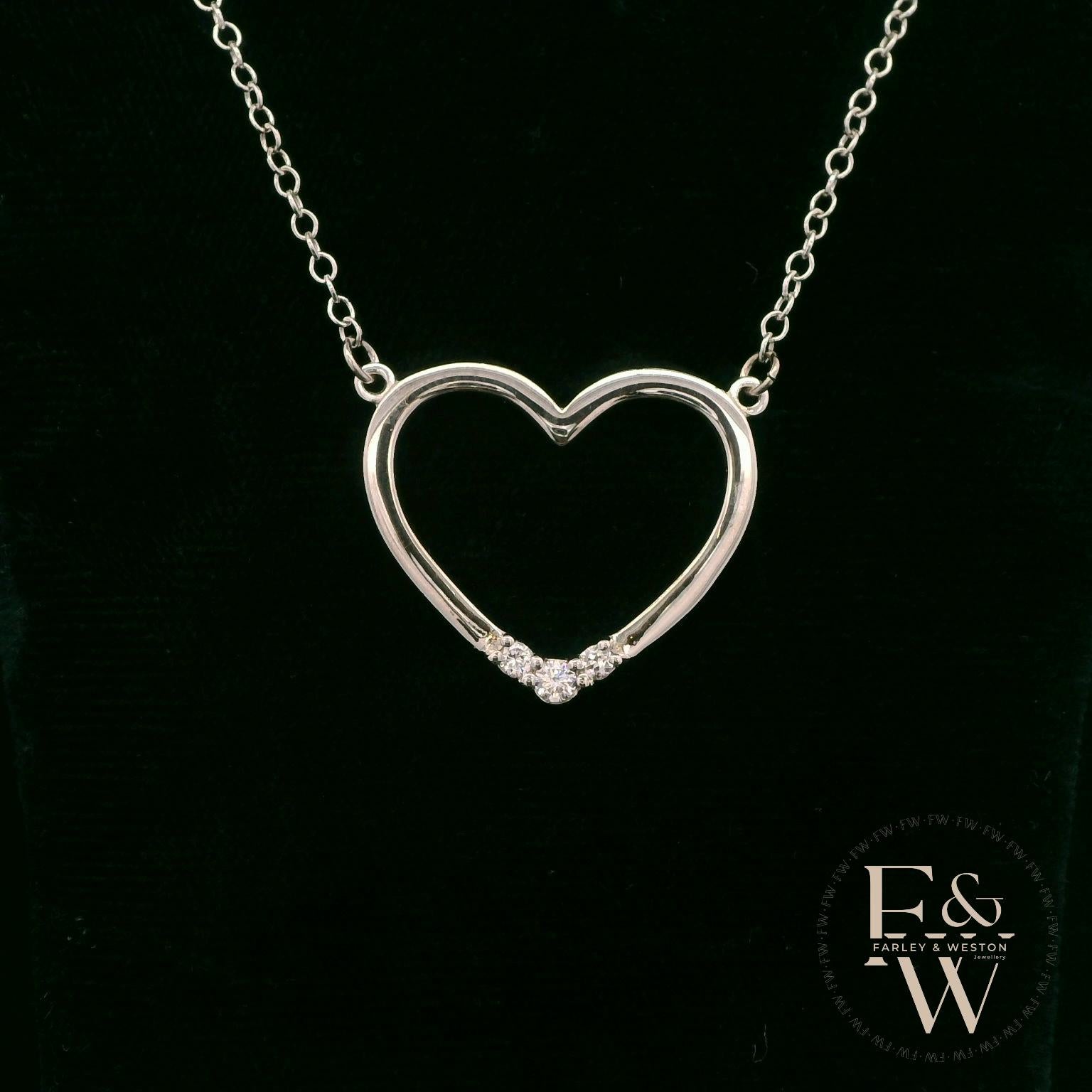 9ct White Gold White Moissanite Heart Necklace