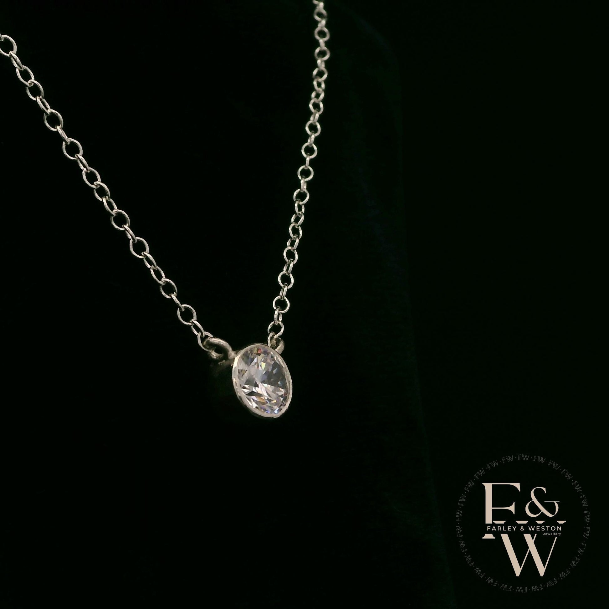 Sterling Silver Single Stone Moissanite Necklace