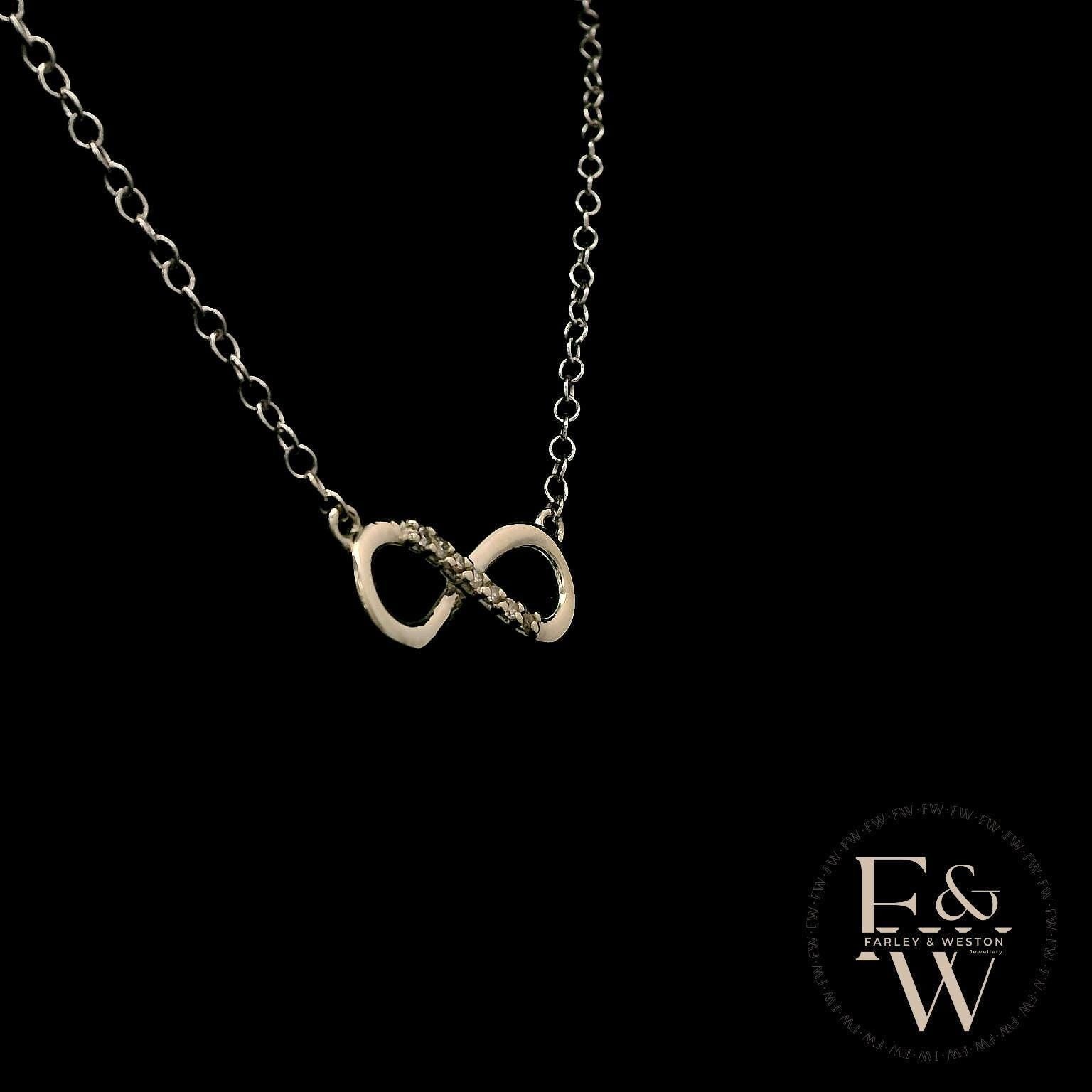 9ct White Gold Infinity Moissanite Pendant
