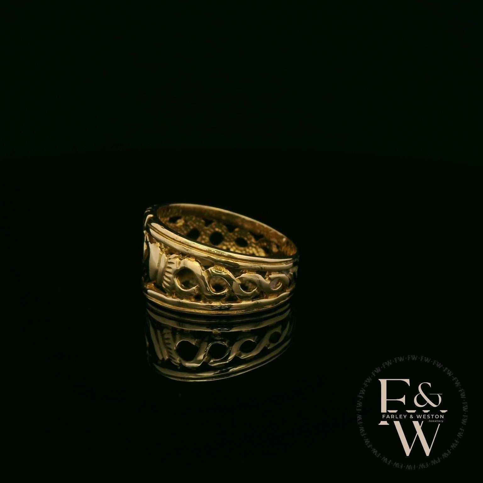 9ct Yellow Gold Claddagh Band Ring