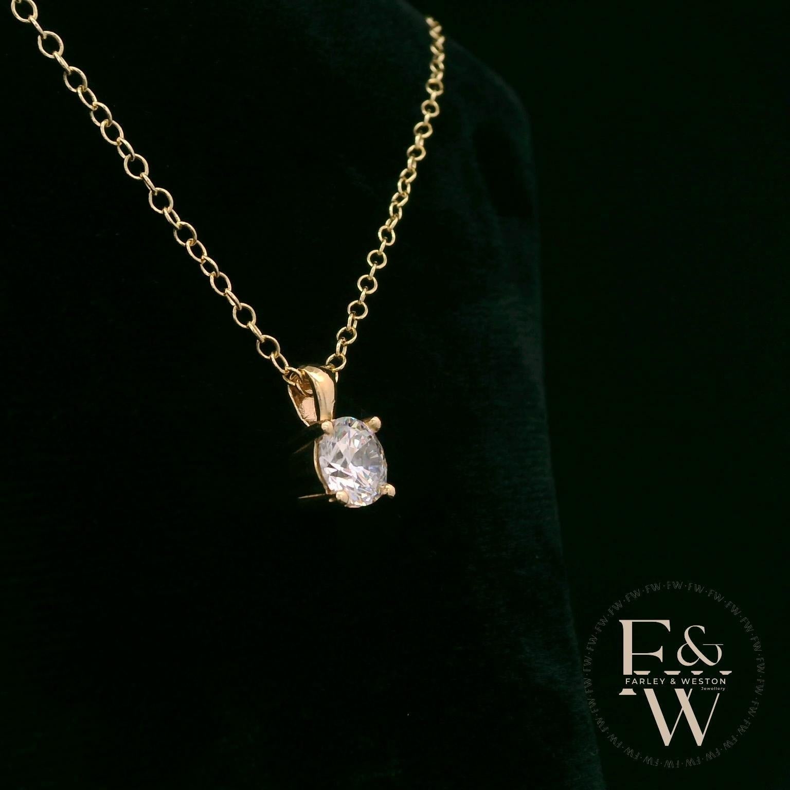 9ct Yellow Gold & Solitaire Moissanite Pendant
