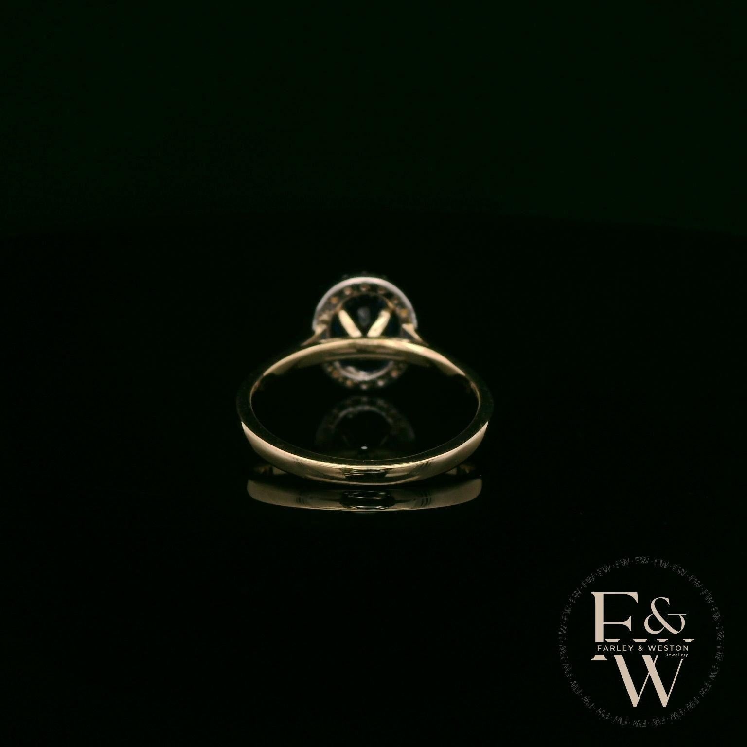 Lab Grown Sapphire and Diamond 9ct Yellow Cluster Ring
