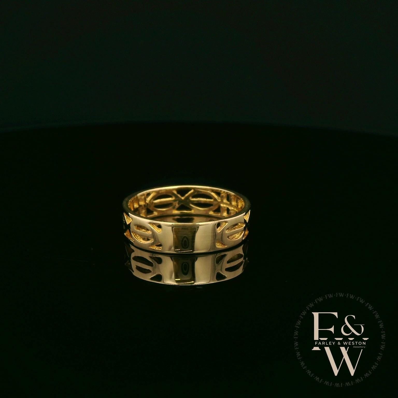 9ct Yellow Gold Geometric Cutout Band Ring