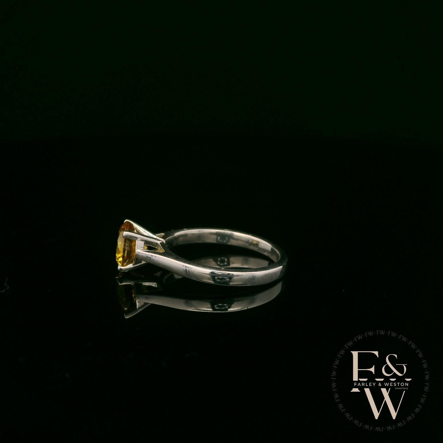 Sterling Silver Yellow Sapphire CZ Single Stone Ring
