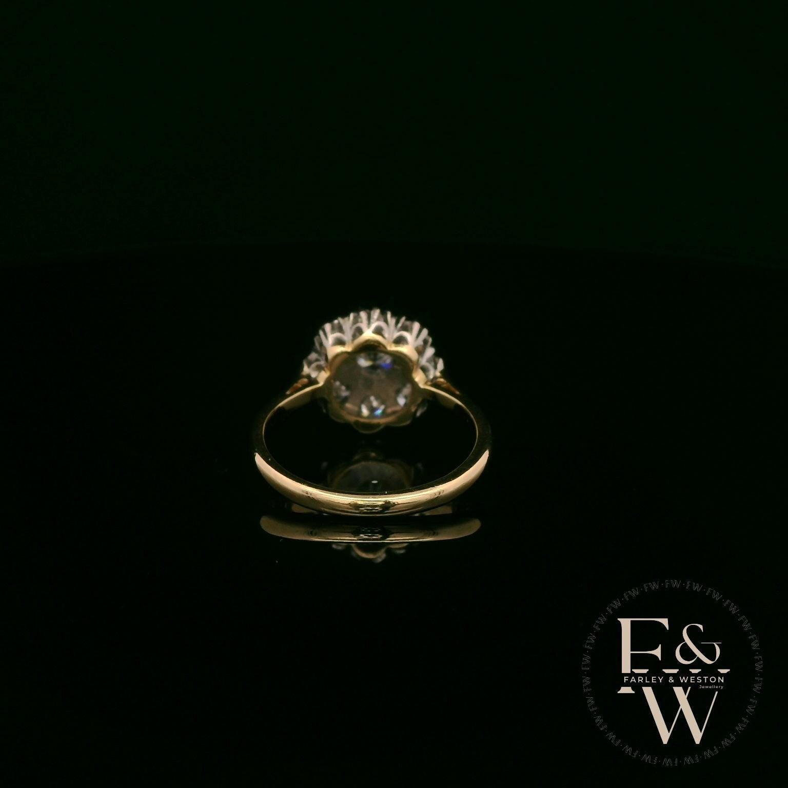 18ct White & Yellow Gold Round-Cut Floral Design Diamond Ring