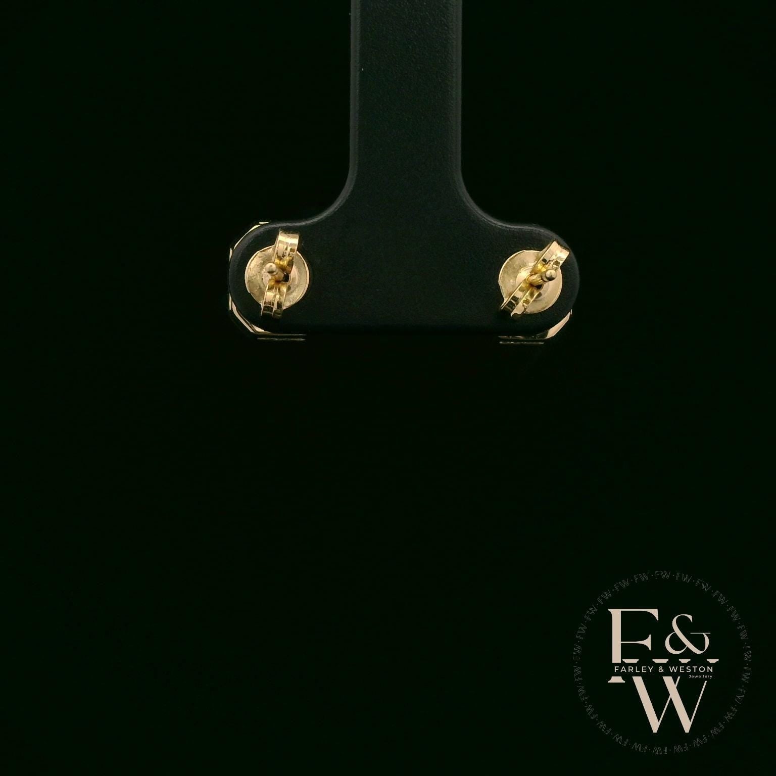 18ct Yellow Gold Emerald-Cut Emerald & Diamond Studs